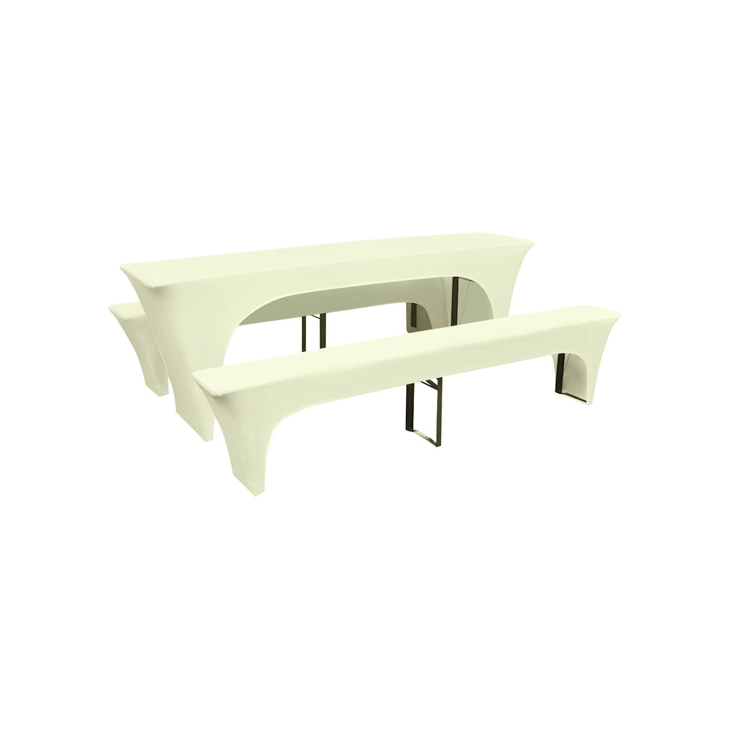 Housse pour table de pique-nique/bancs 3 pièces Crème