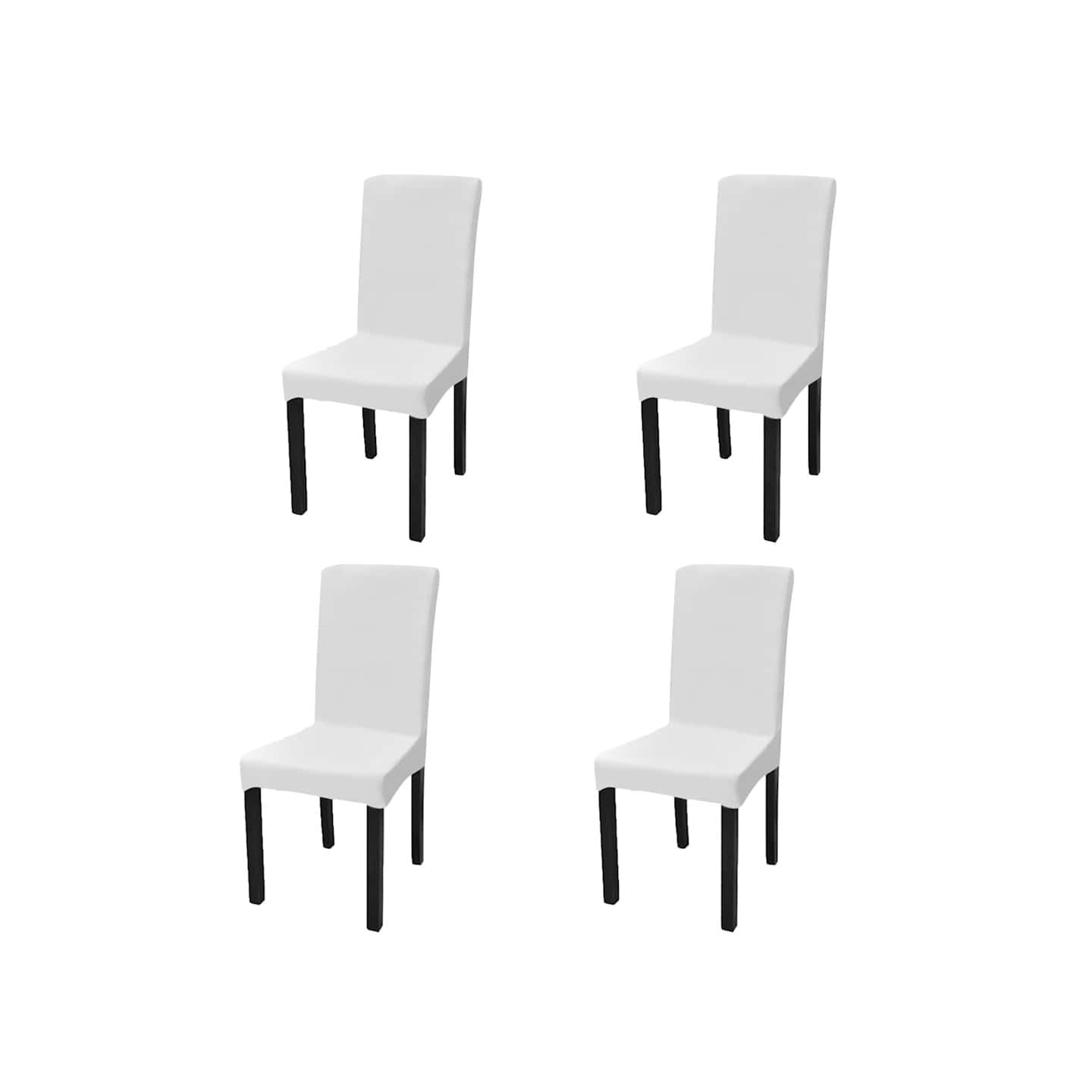 Housse de chaise droite extensible 4 pcs blanc