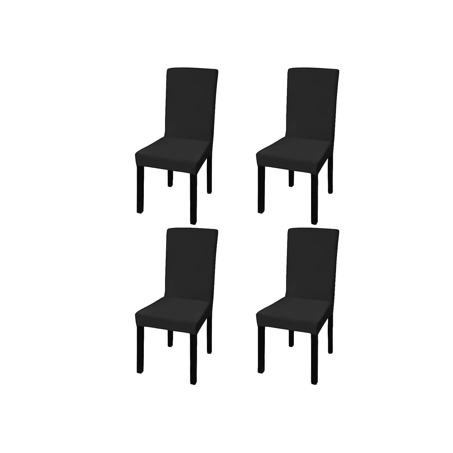 Housse de chaise droite extensible 4 pcs noir