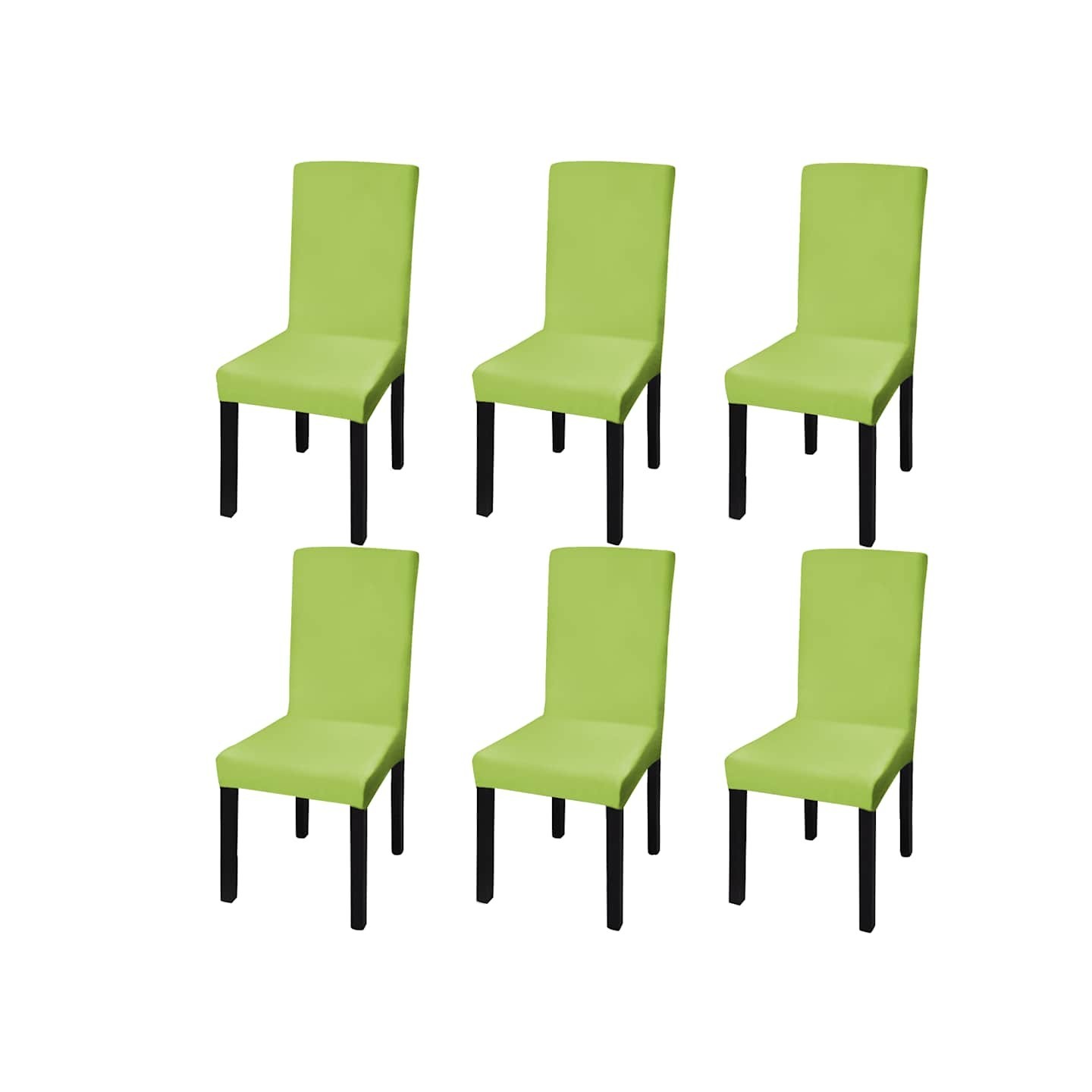 Housse de chaise droite extensible 6 pcs vert