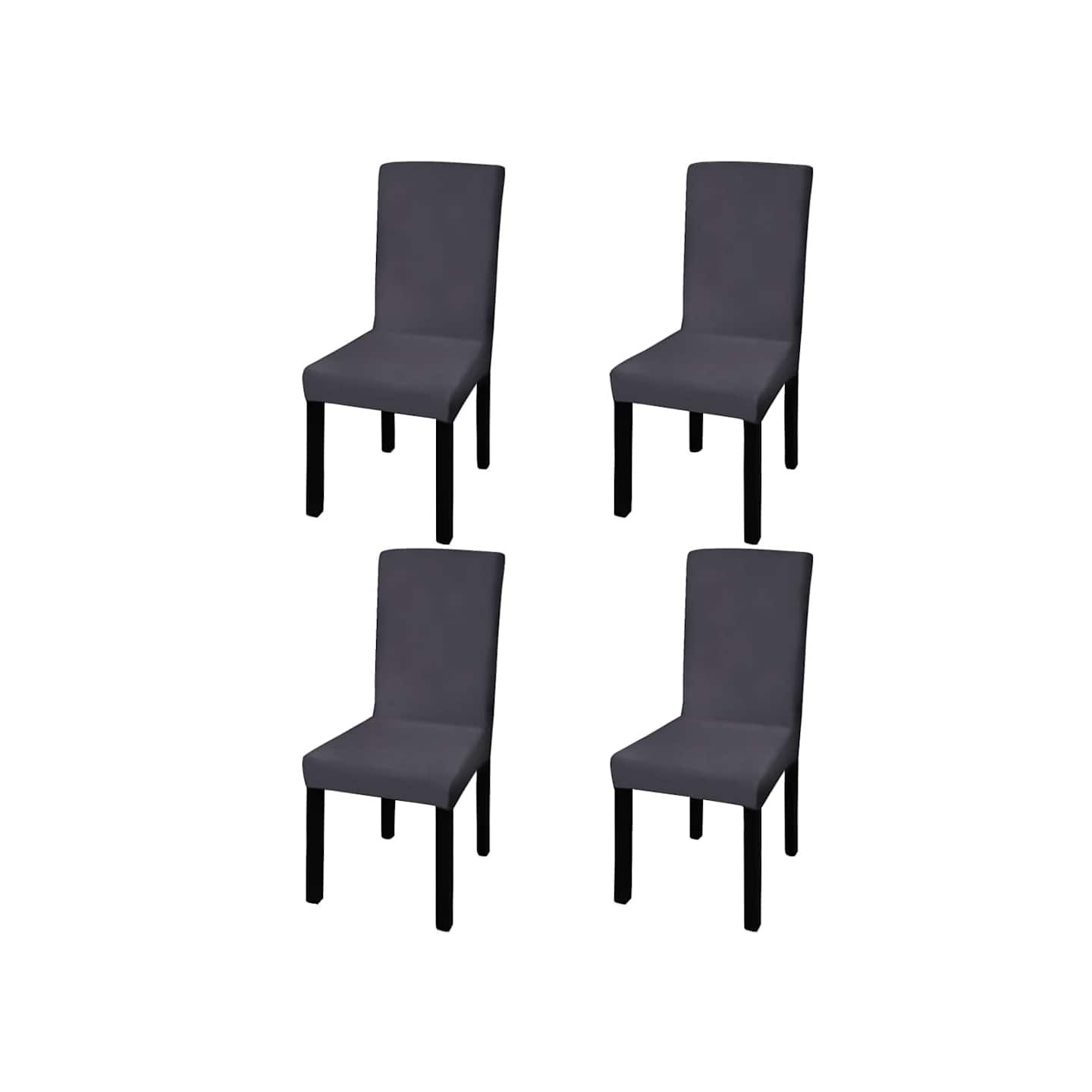 Housse de chaise droite extensible 4 pcs anthracite