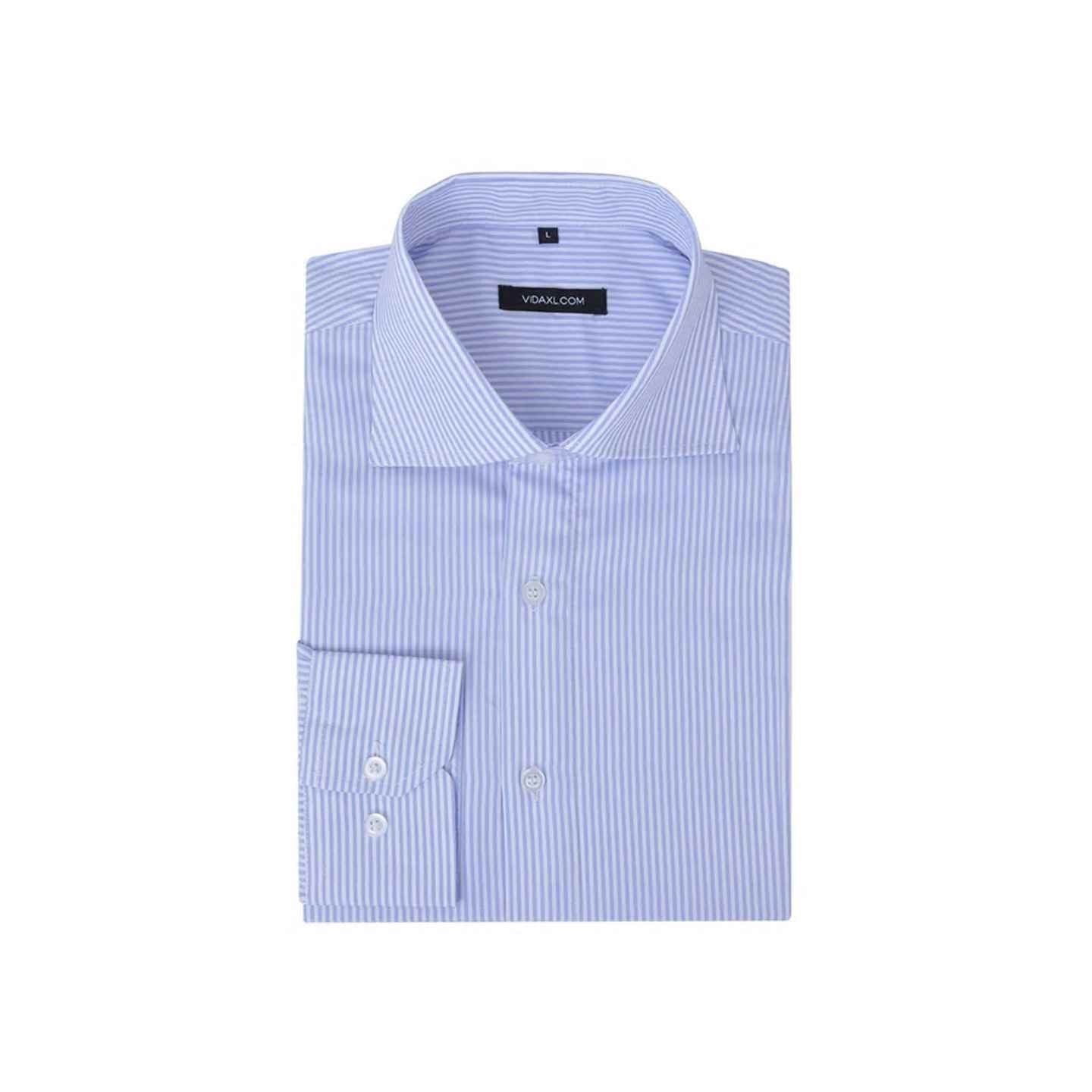 Chemise pour hommes Blanc et bleu clair Rayée Taille S