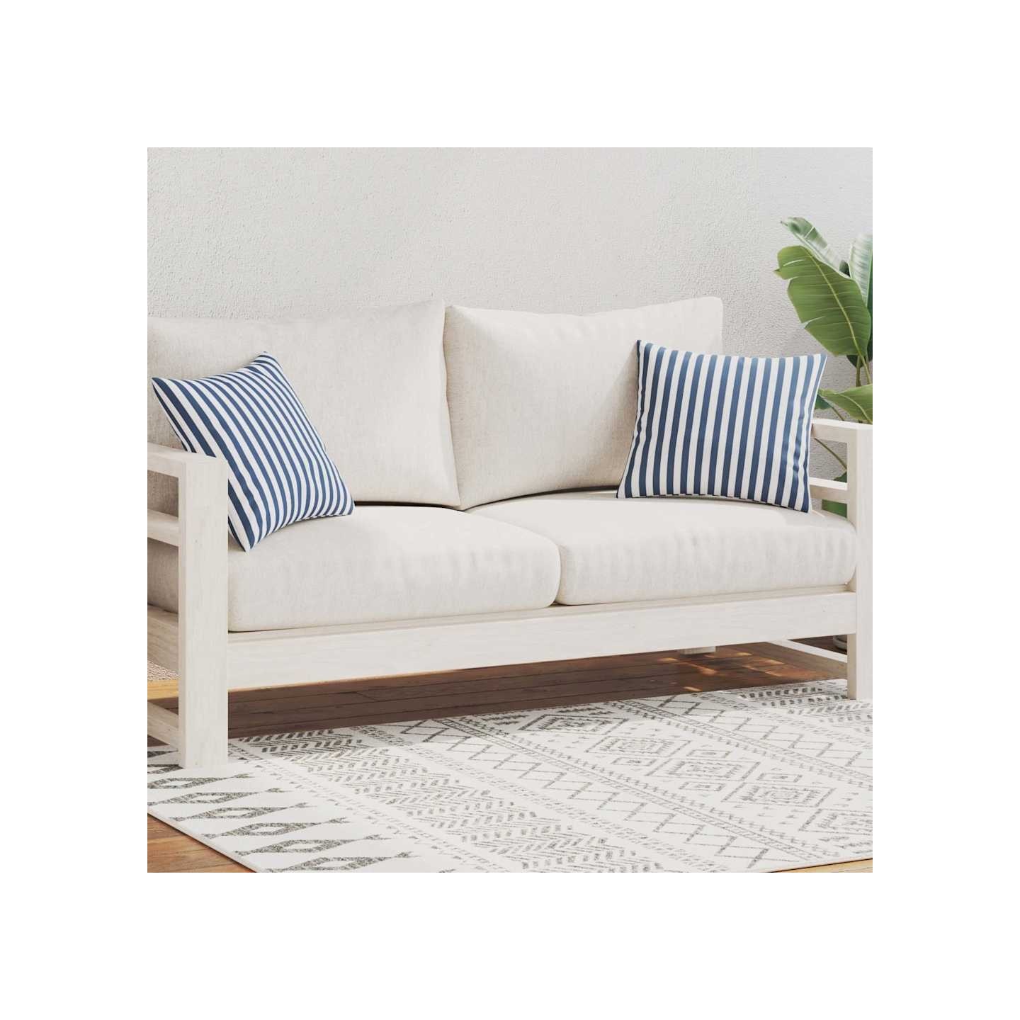 Oreiller d'extérieur lot de 2 Impression rayure 45 x 45 cm Bleu
