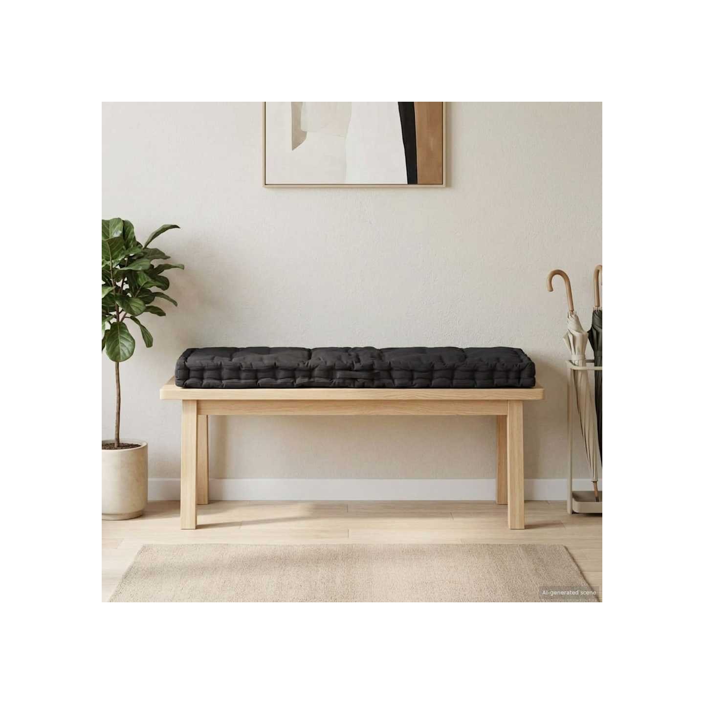 Coussin de plancher de palette Coton 120x40x7 cm Noir