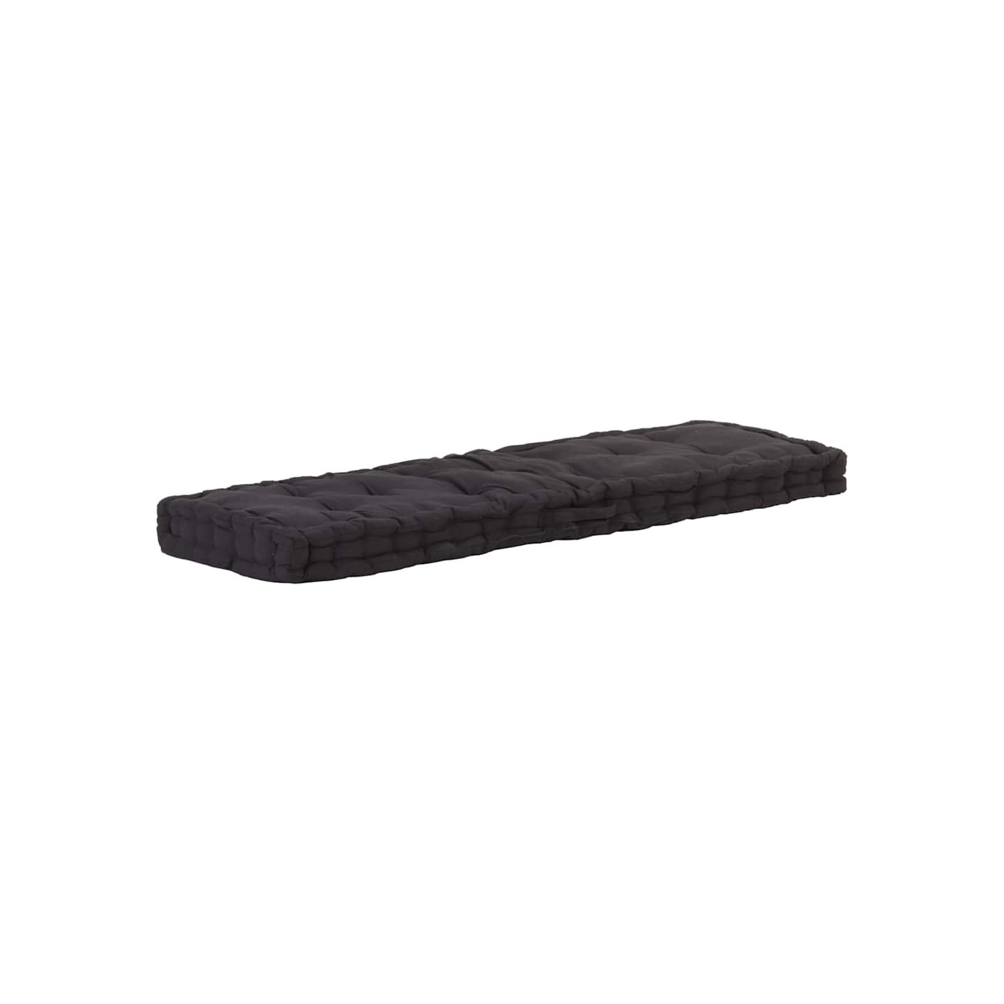 Coussin de plancher de palette Coton 120x40x7 cm Noir