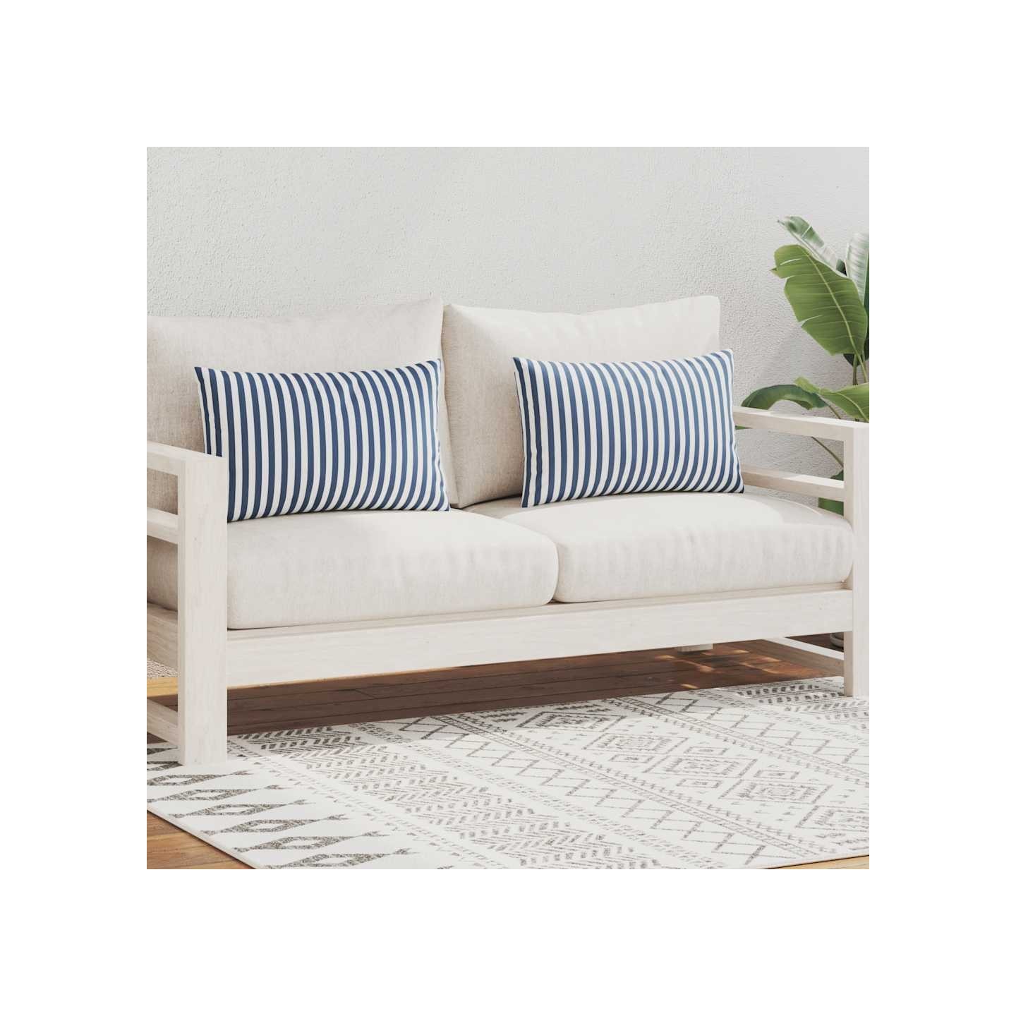 Oreiller d'extérieur lot de 2 Impression rayure 60 x 40 cm Bleu