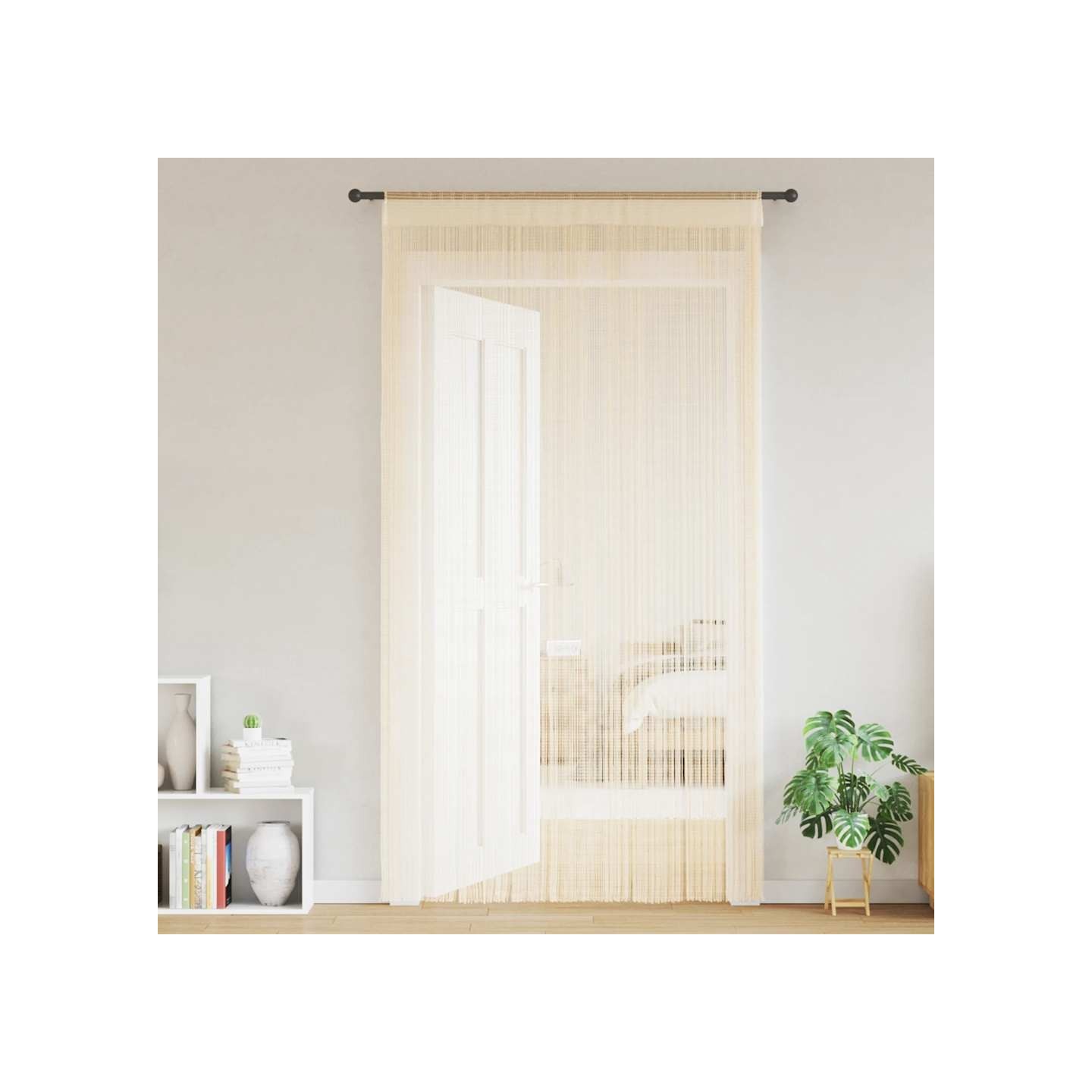 Rideau en fils 2 pcs 100 x 250 cm Crème