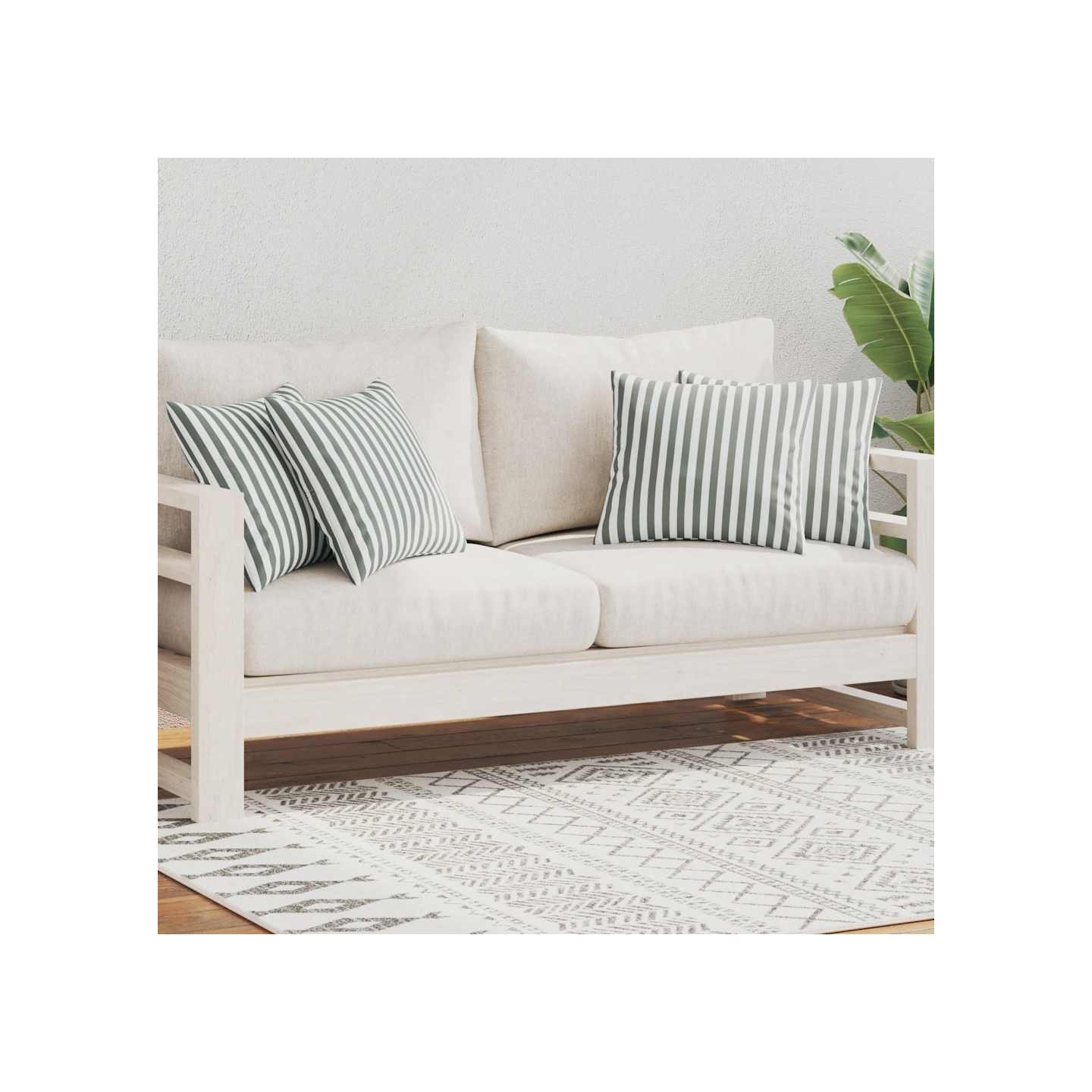 Oreiller d'extérieur lot de 4 Impression rayure 45 x 45 cm Gris