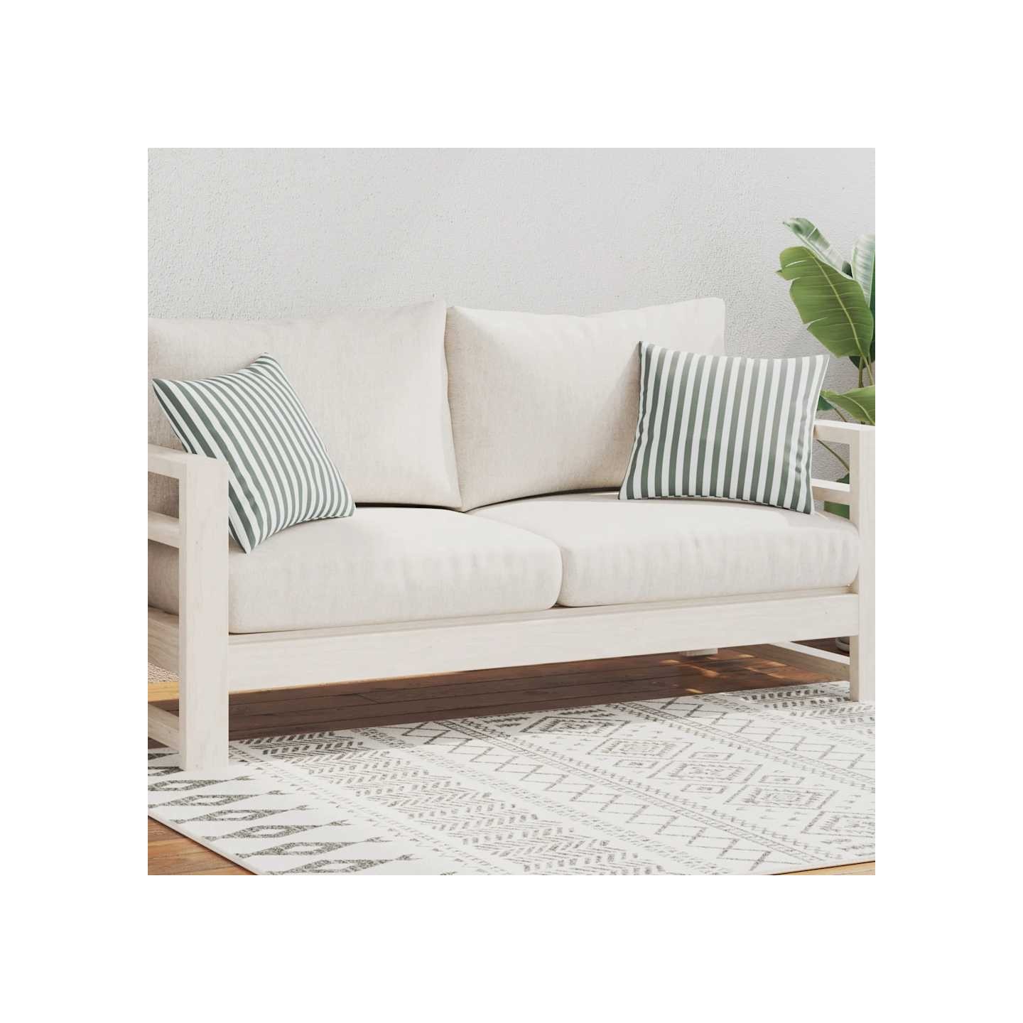 Oreiller d'extérieur lot de 2 Impression rayure 45 x 45 cm Gris