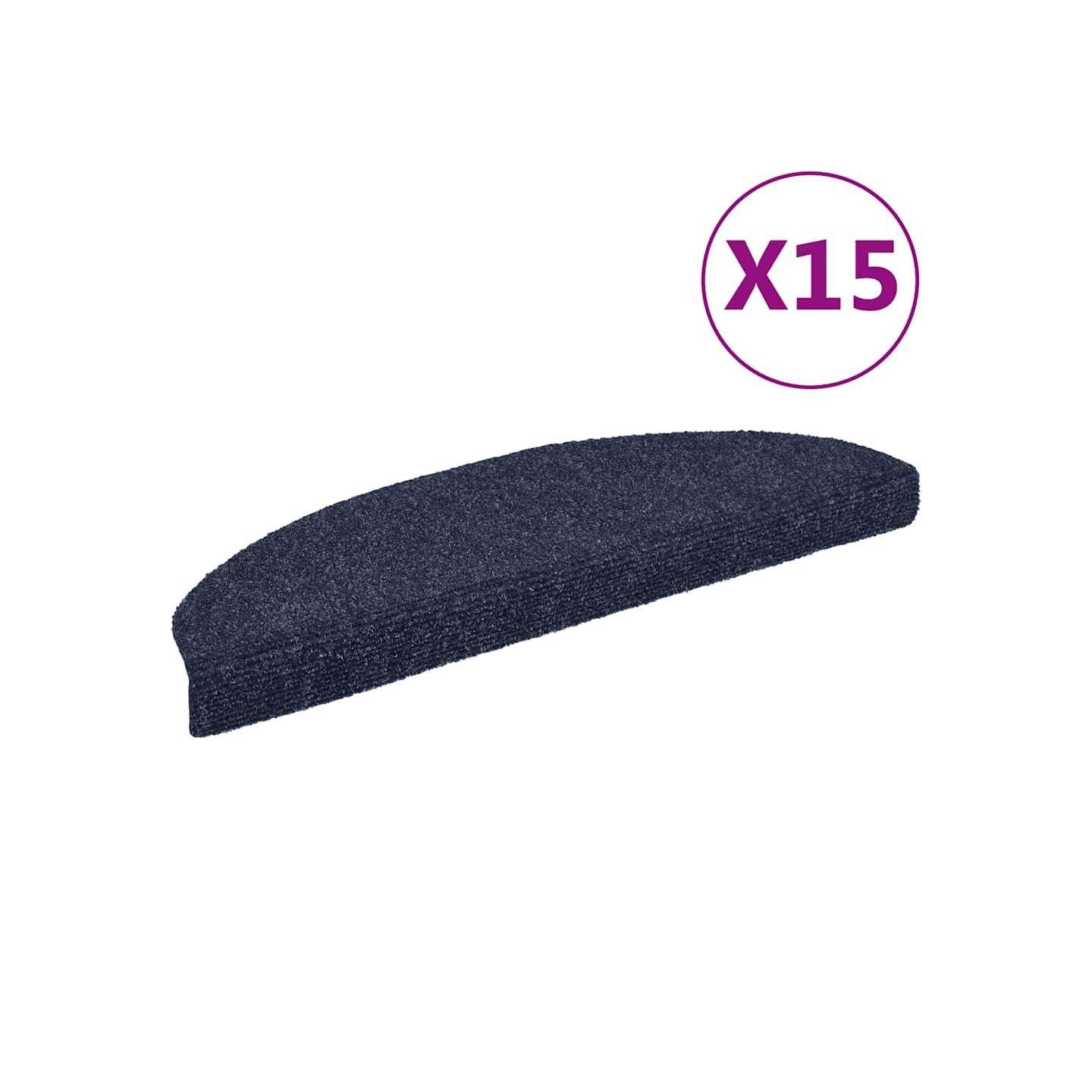 Tapis d'escalier autocollants 15 pièces 65x21x4 cm Bleu