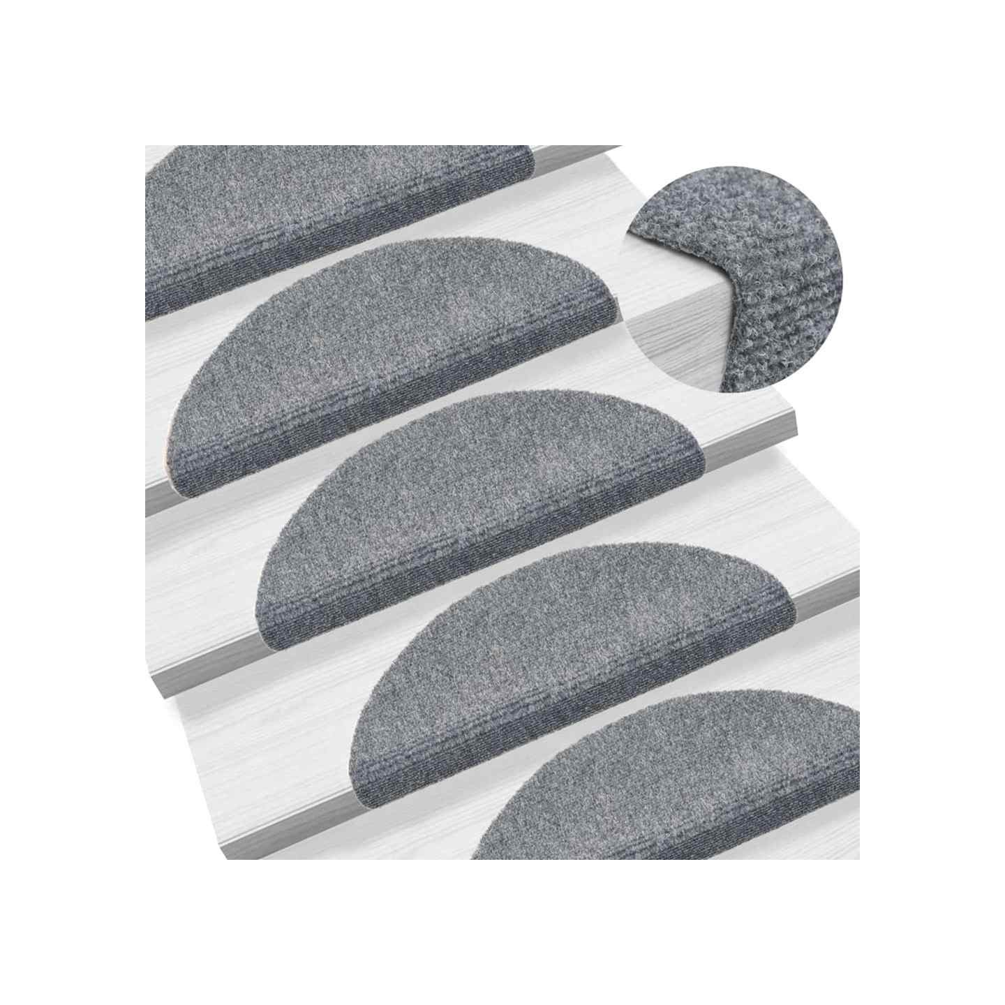 Tapis d'escalier autocollants 15 pièces 56x17x3 cm gris clair