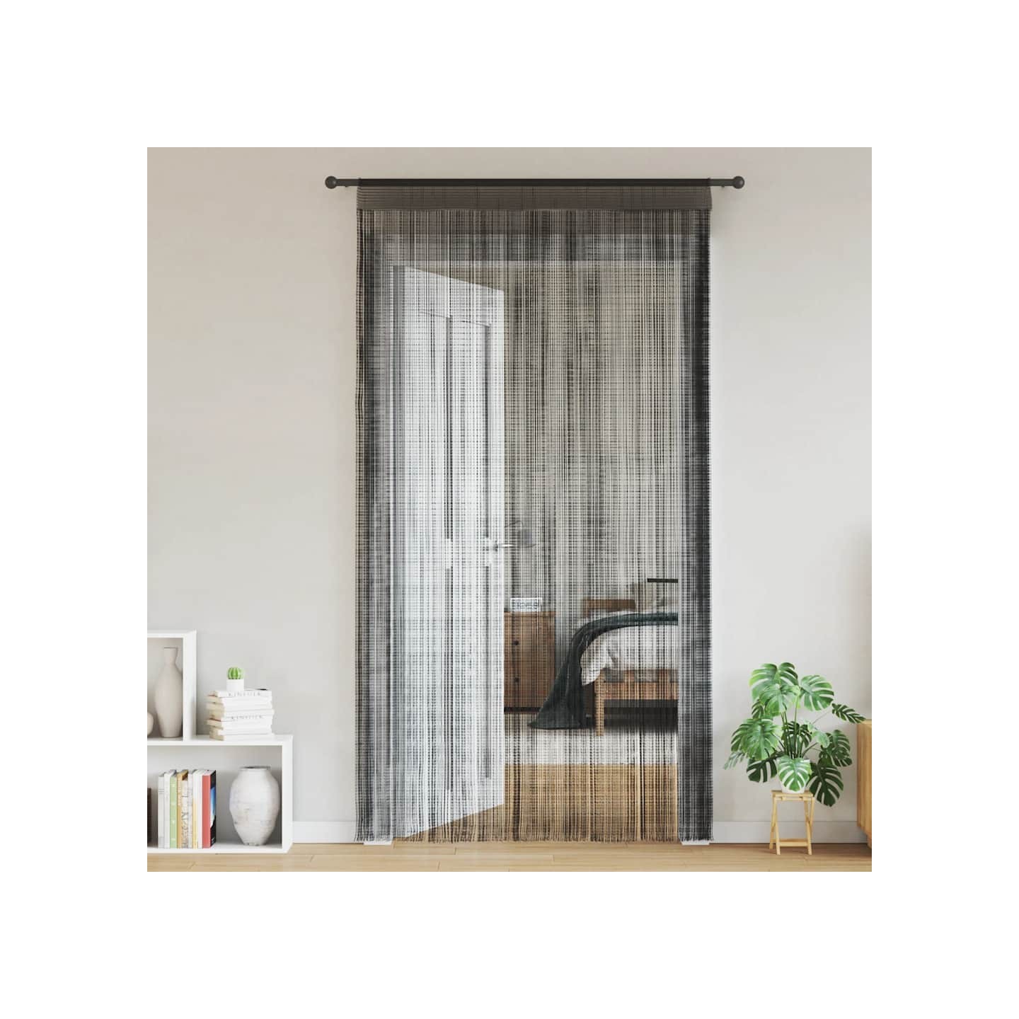 Rideau en fils 2 pcs 100 x 250 cm Noir