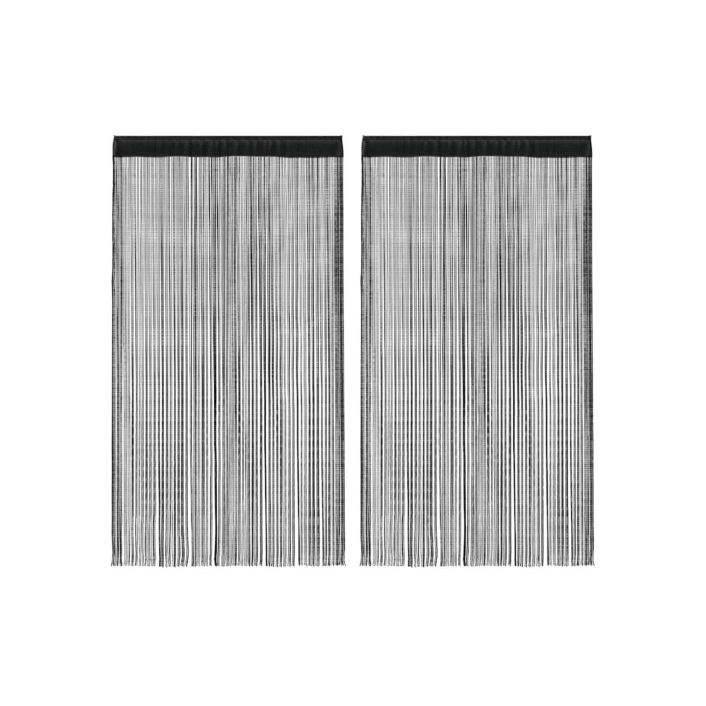 Rideau en fils 2 pcs 140 x 250 cm Noir