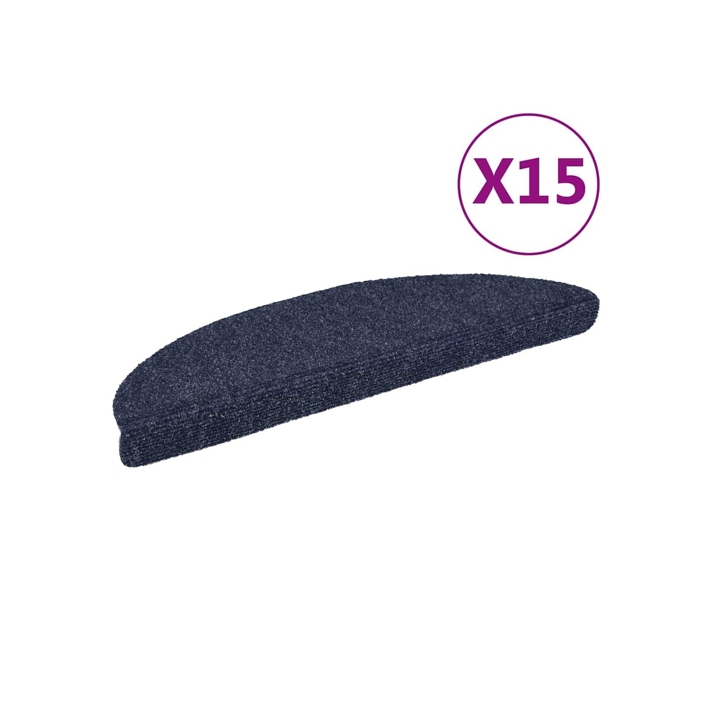 Tapis d'escalier autocollants 15 pièces 56x17x3 cm Bleu