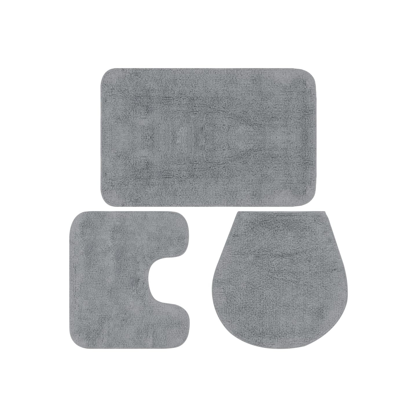 Jeu de tapis de salle de bain 3 pcs Tissu Gris