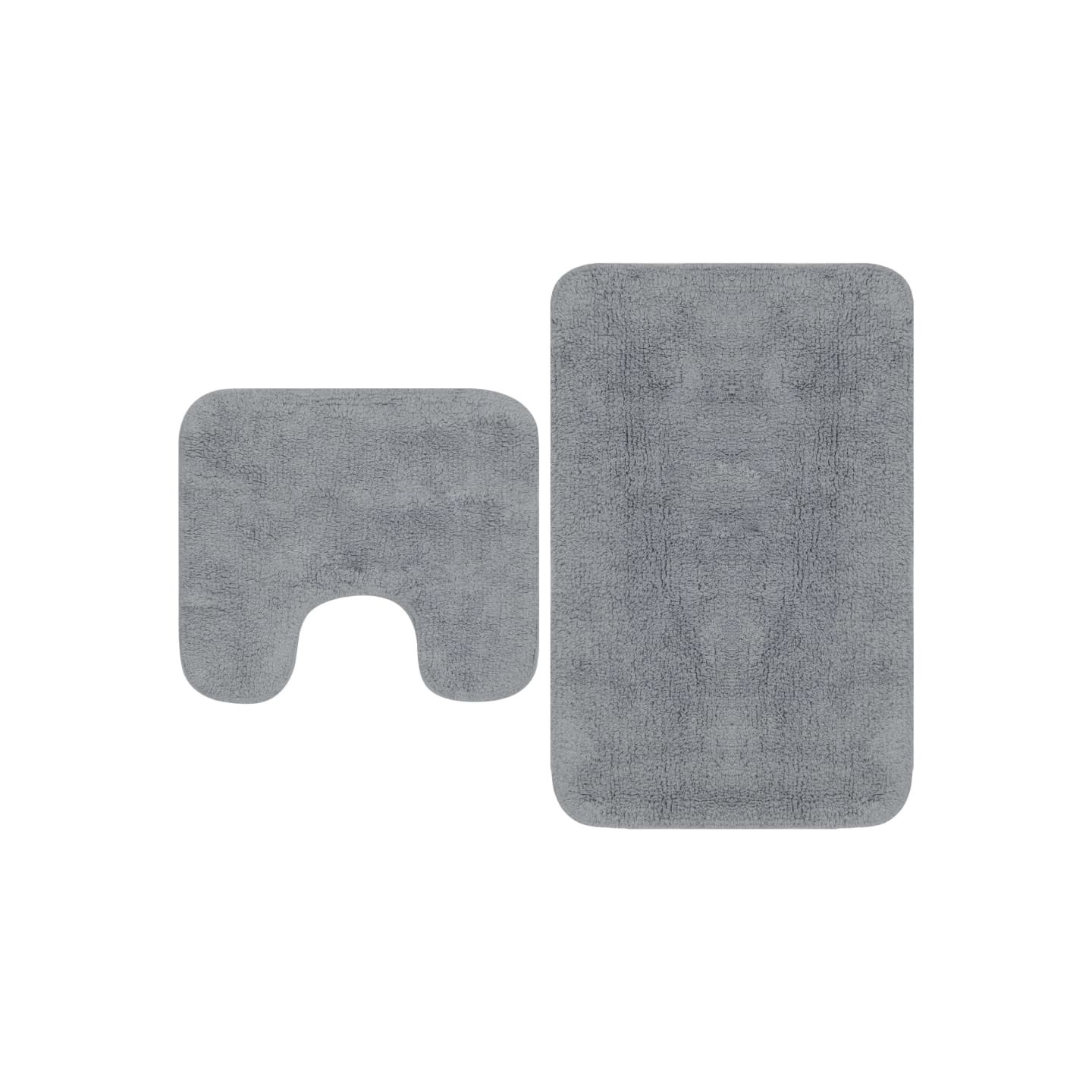 Tapis de salle de bain 2 pcs Tissu Gris
