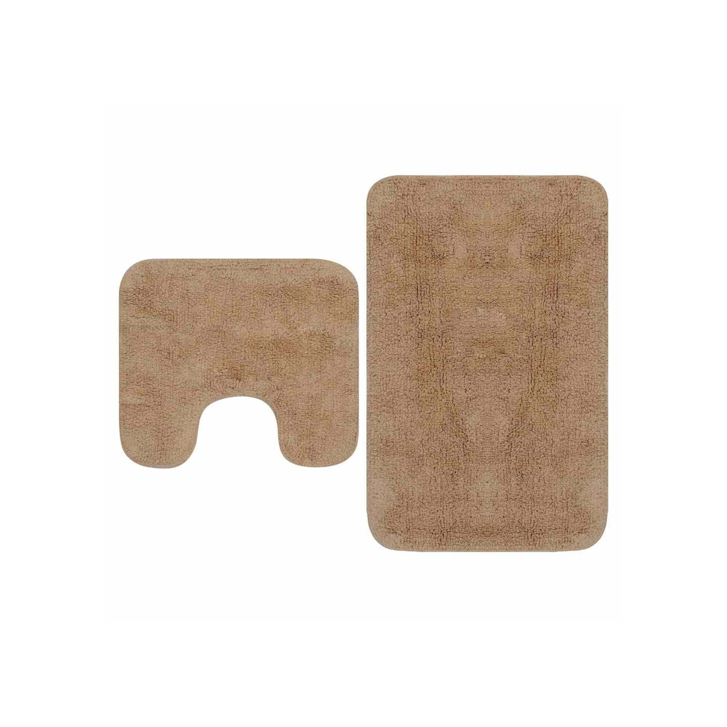 Tapis de salle de bain 2 pcs Tissu Beige