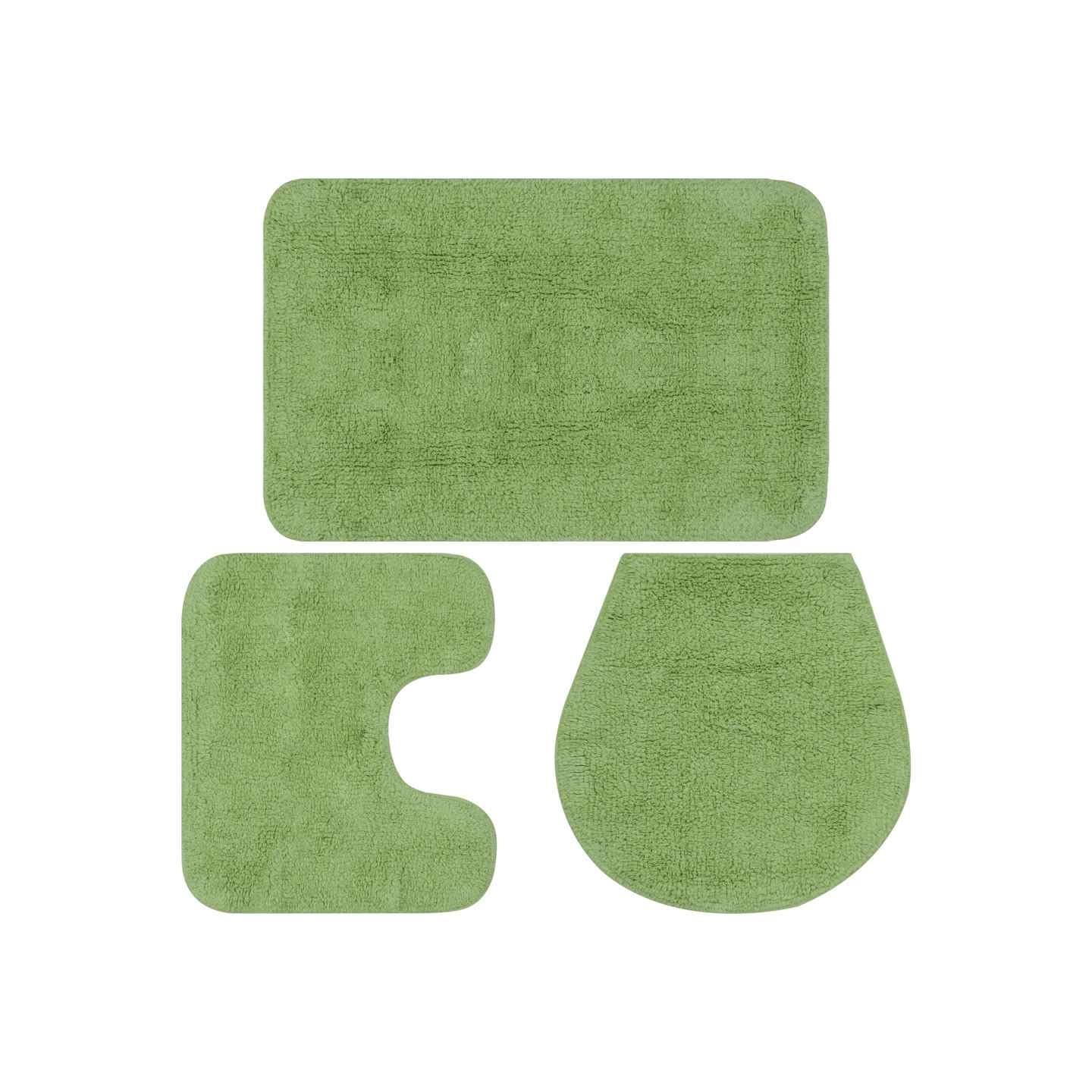 Jeu de tapis de salle de bain 3 pcs Tissu Vert