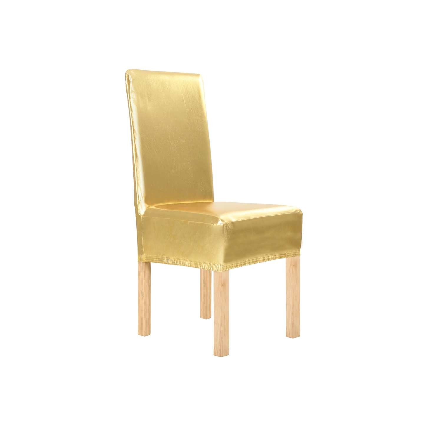 Housses extensibles de chaise droite 6 pcs Doré