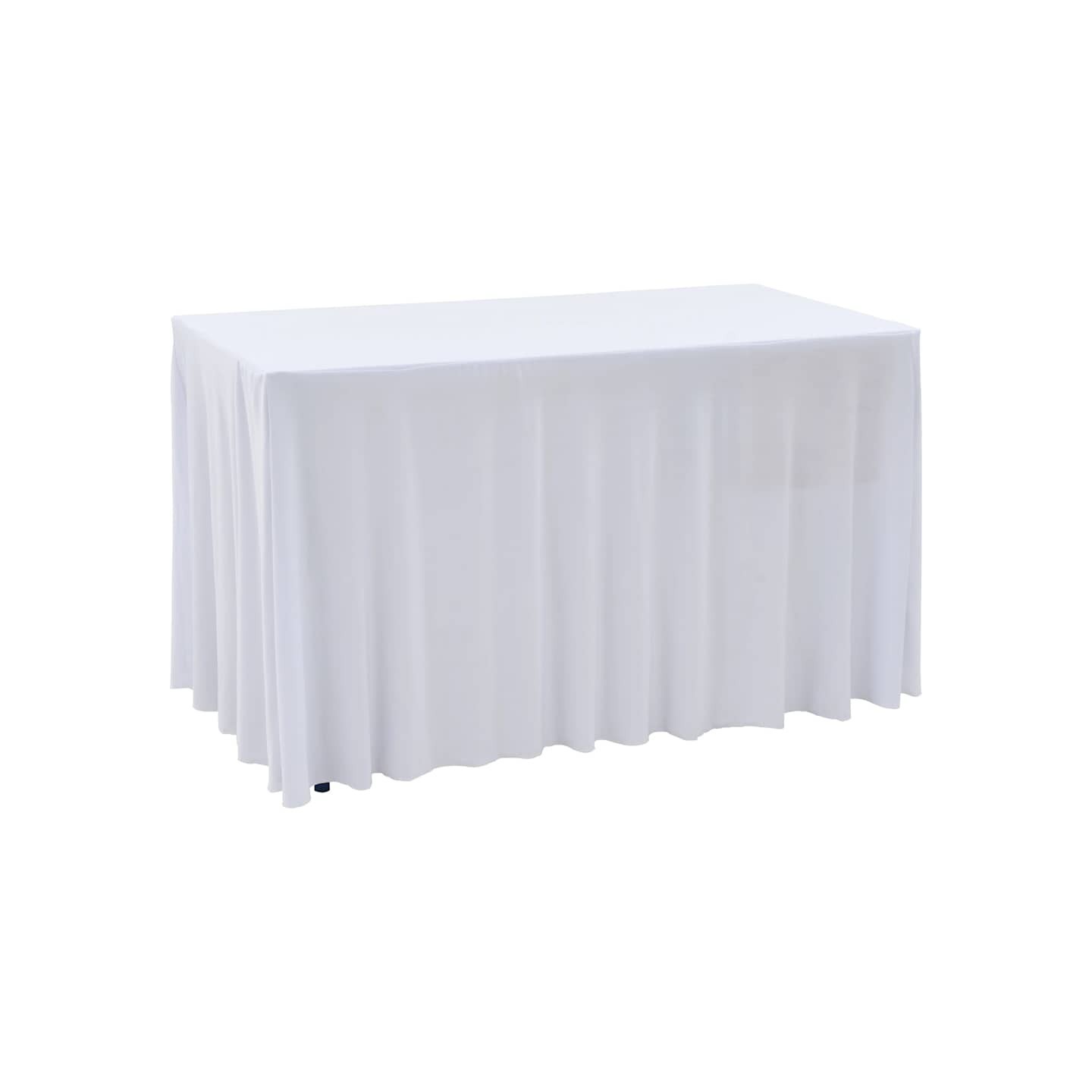 Nappes élastiques de table avec jupon 2 pcs 243x76x74cm Blanc