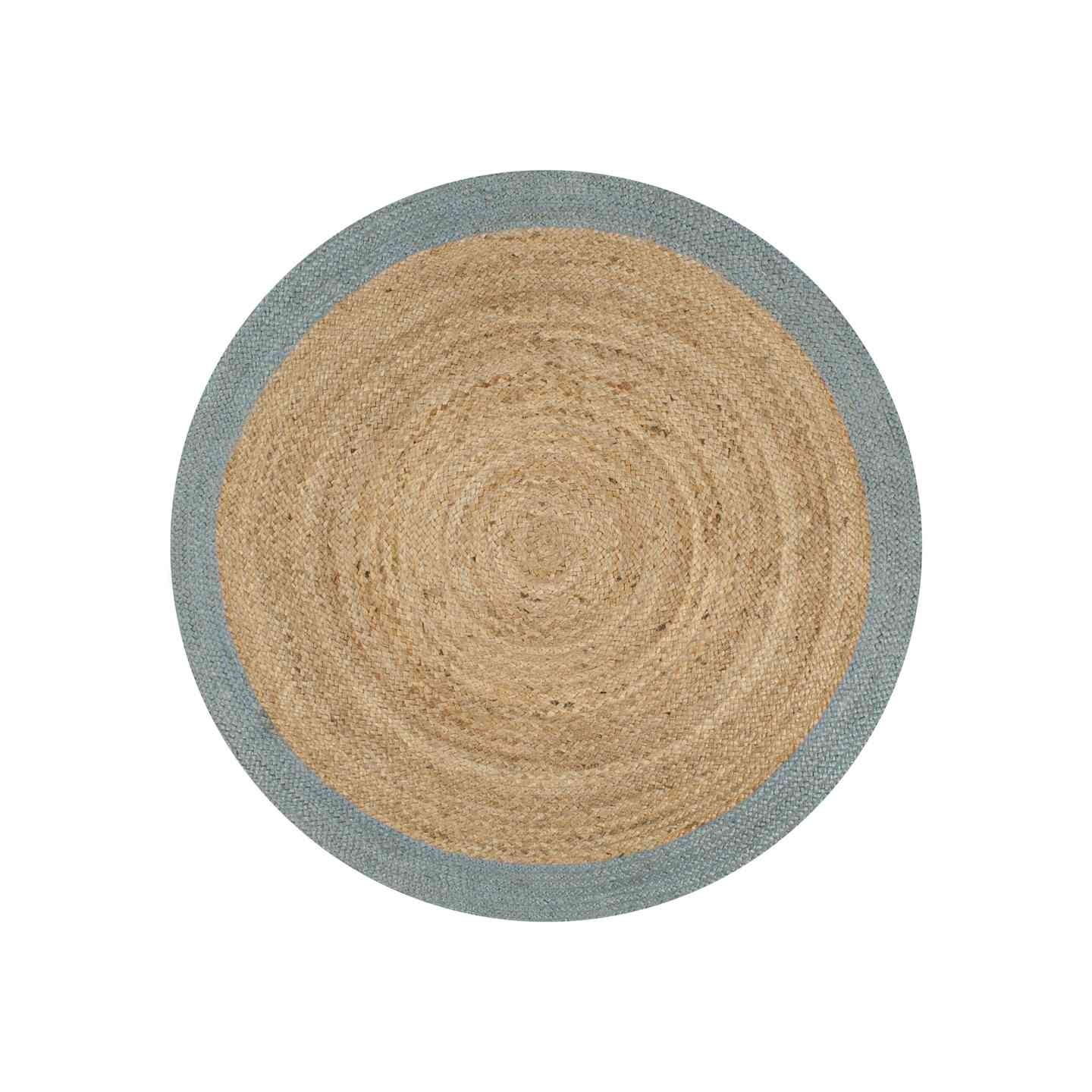 Tapis fait à la main Jute avec bord vert olive 90 cm