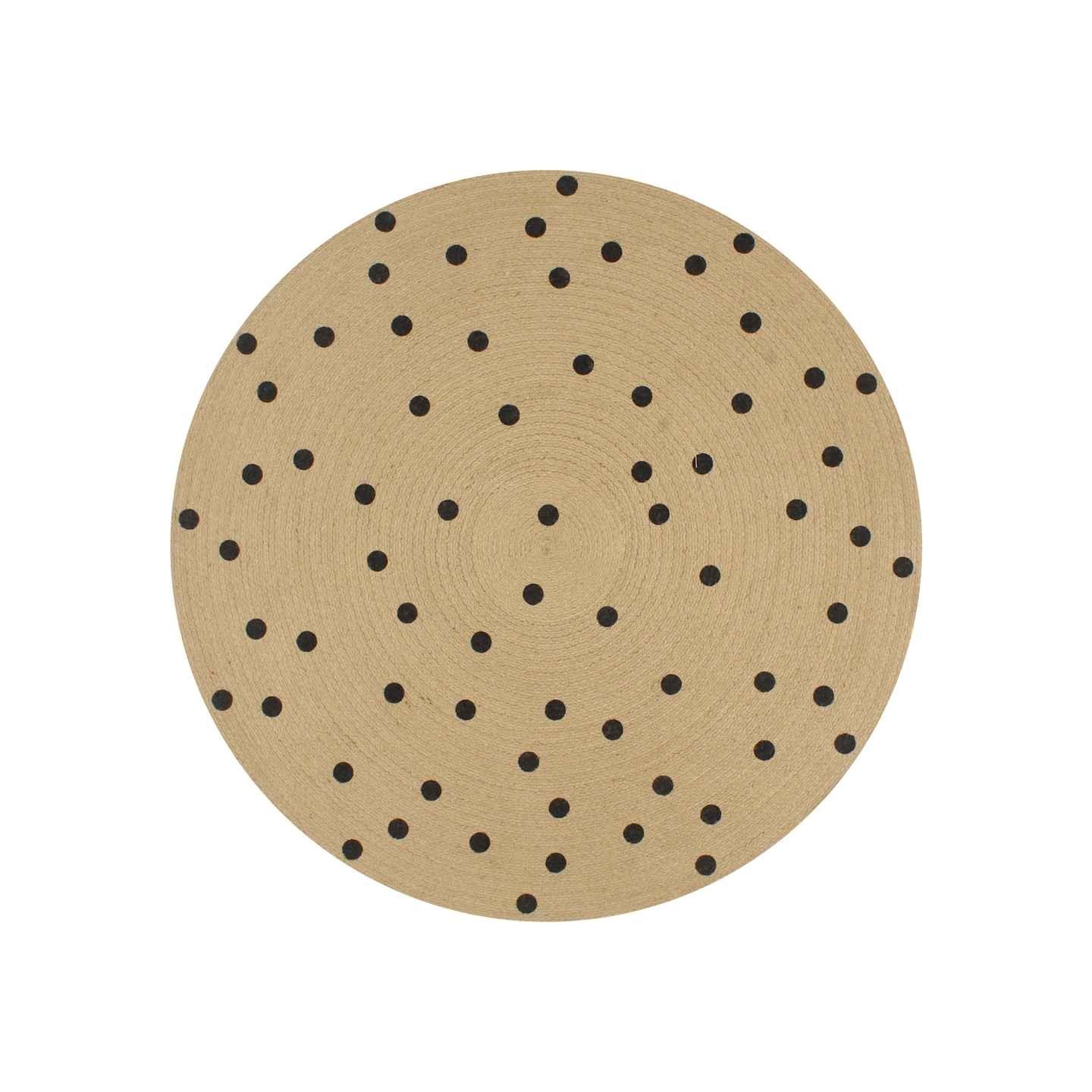 Tapis fait à la main Jute avec imprimé à pois 120 cm