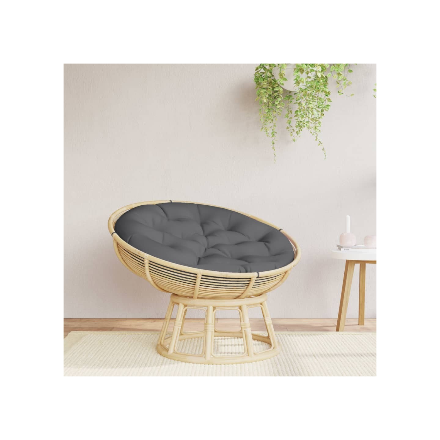Coussin rond anthracite Ø 100 x11 cm tissu oxford