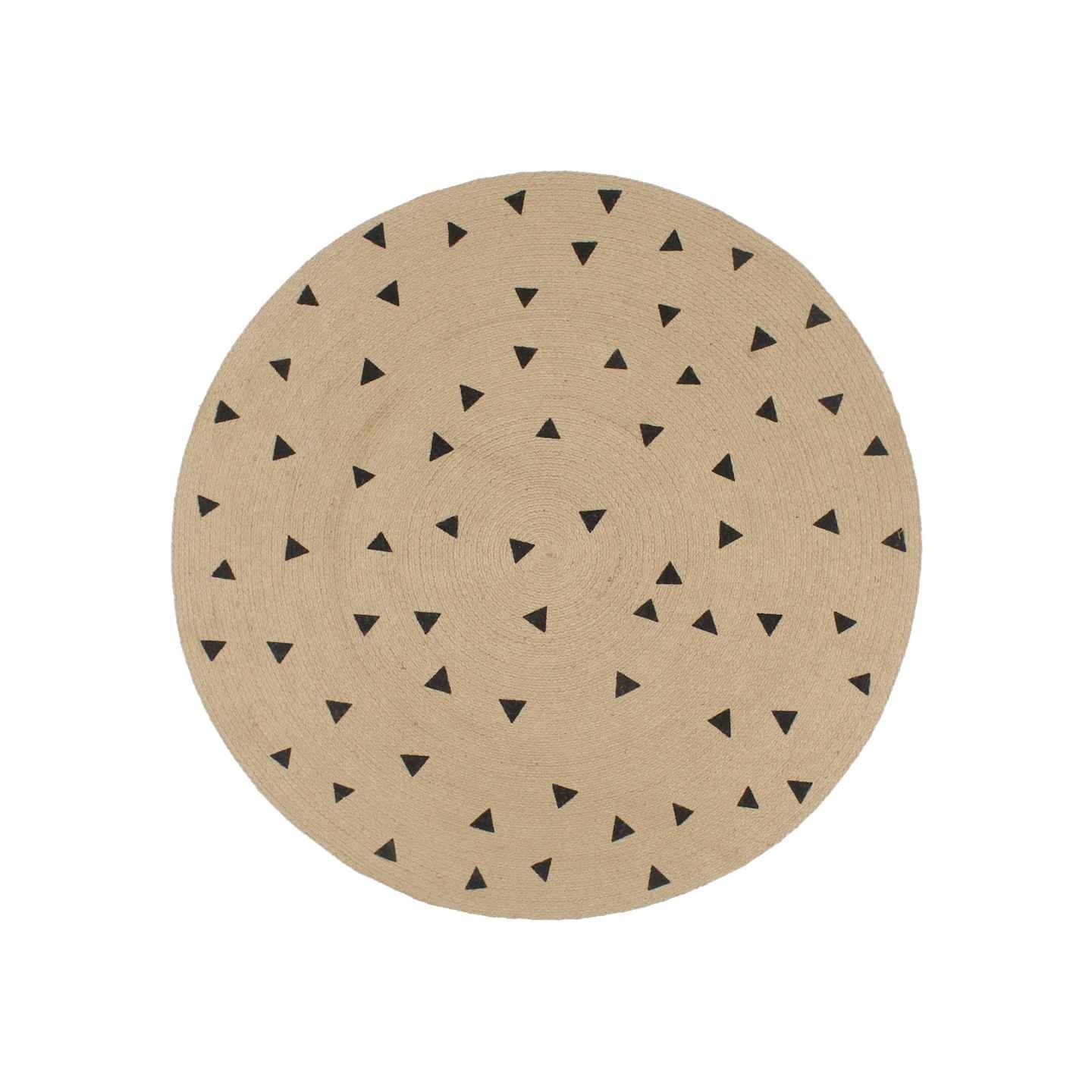 Tapis fait à la main Jute avec imprimé à triangles 120 cm