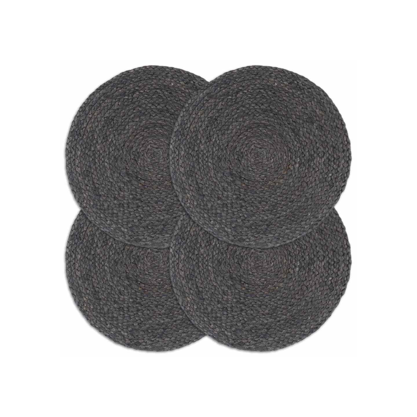 Napperons 4 pcs Gris foncé Plain 38 cm Rond Jute
