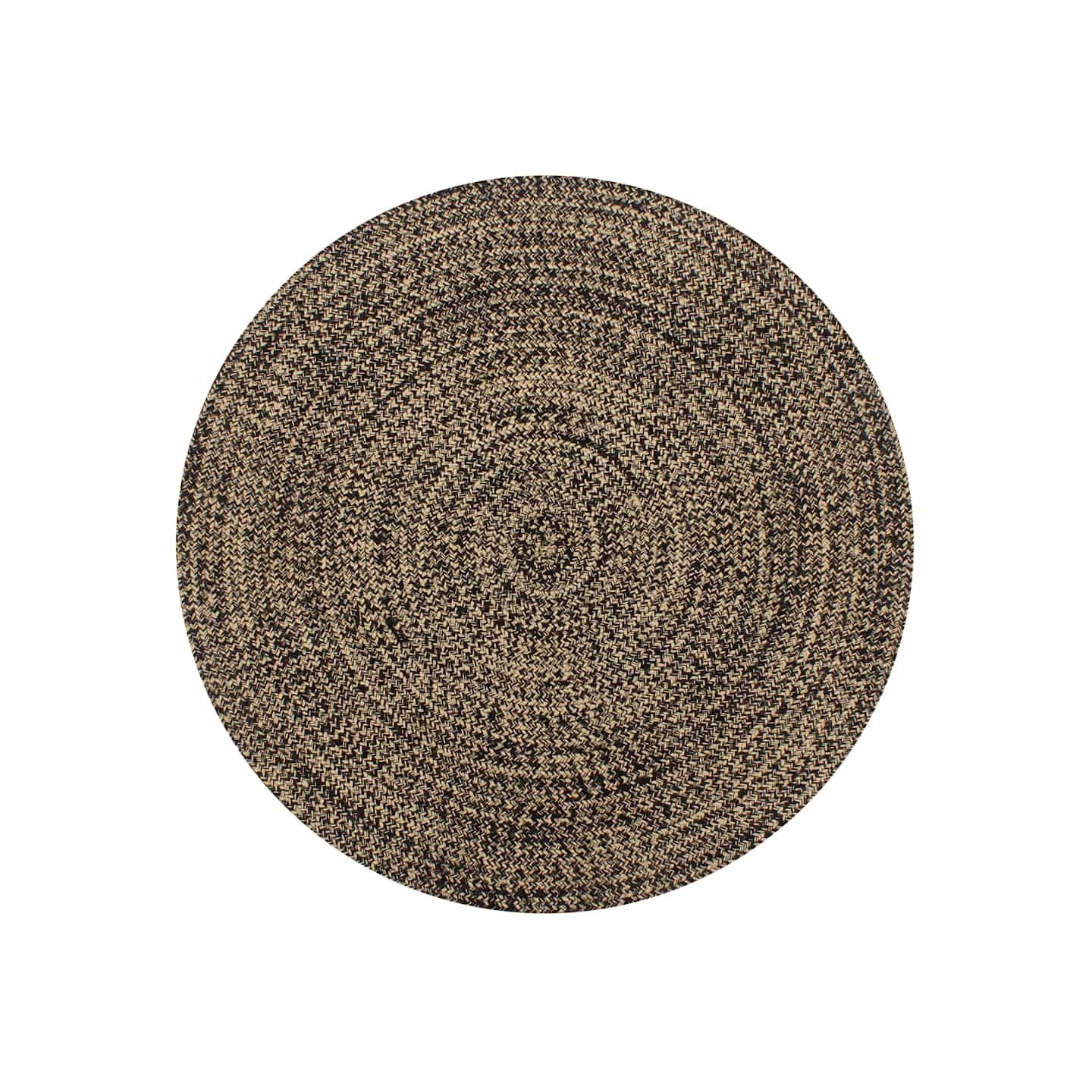 Tapis fait à la main jute noir et naturel 150 cm