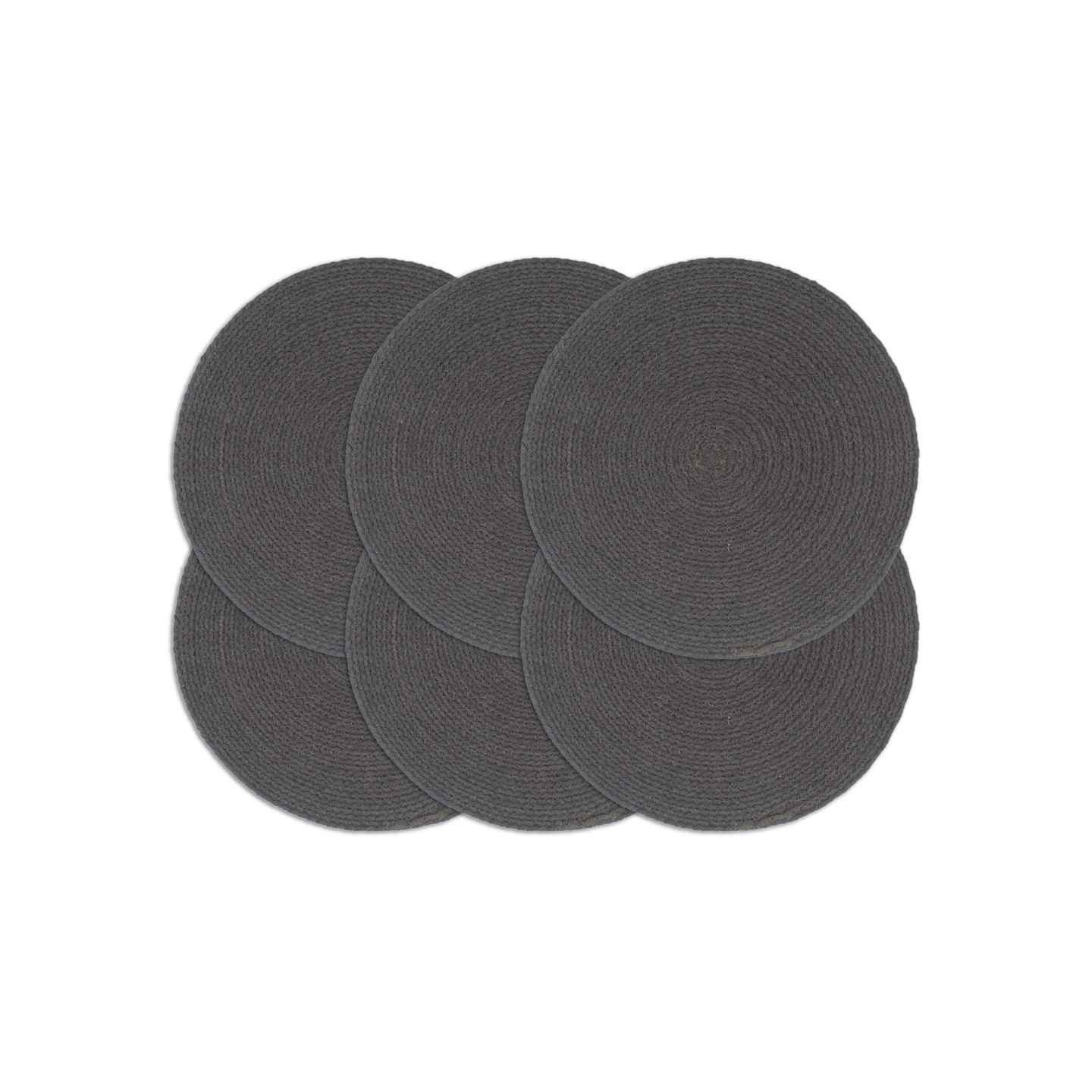 Napperons 6 pcs Gris foncé Plain 38 cm Rond Coton