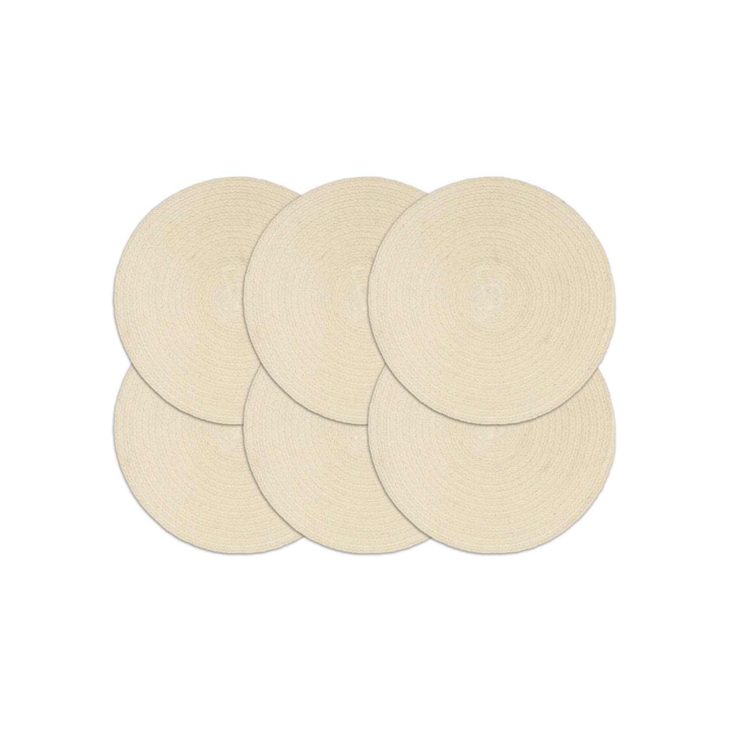 Napperons 6 pcs Naturel Plain 38 cm Rond Coton