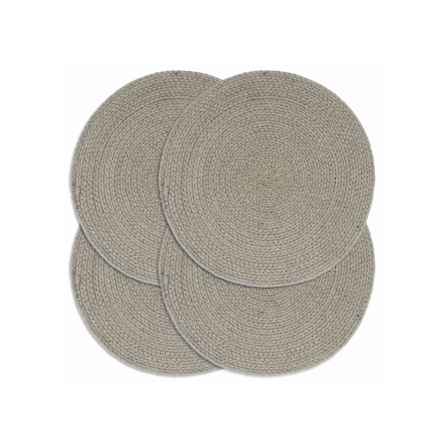 Napperons 4 pcs Gris Plain 38 cm Rond Coton