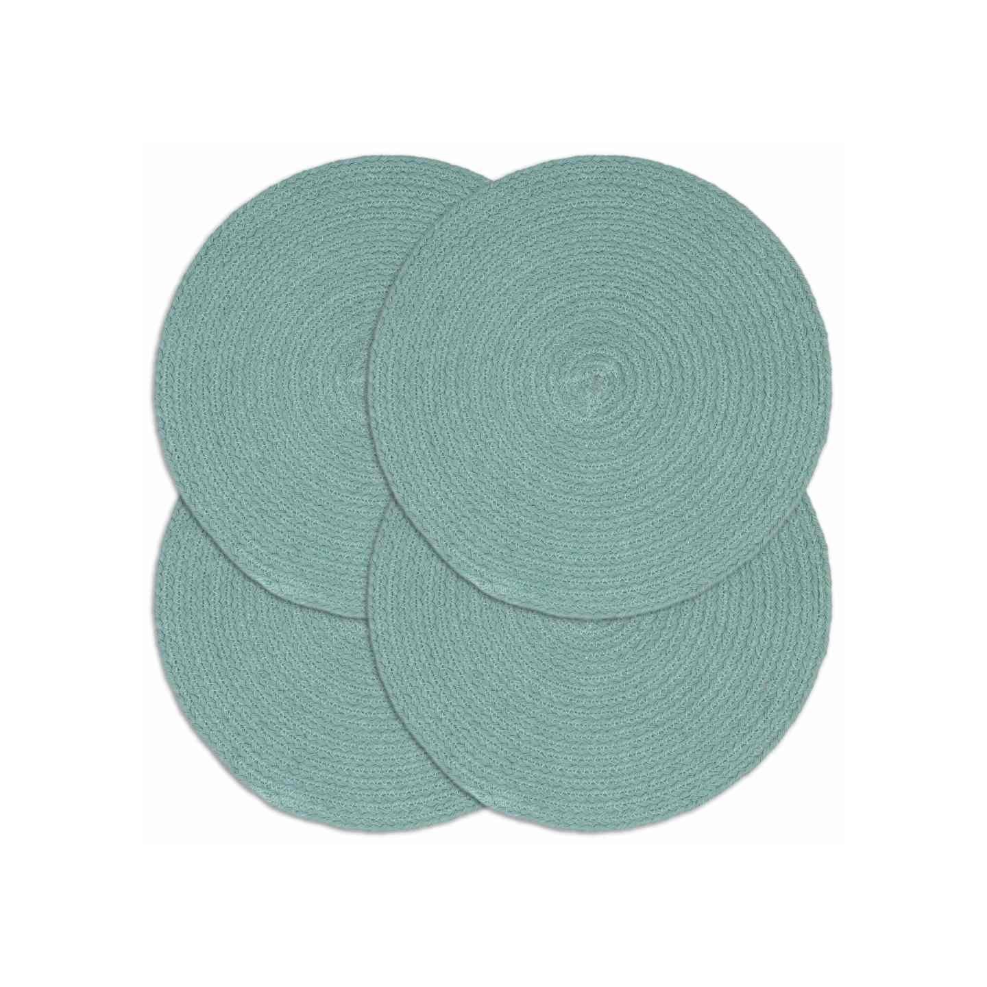 Napperons 4 pcs Vert Plain 38 cm Rond Coton