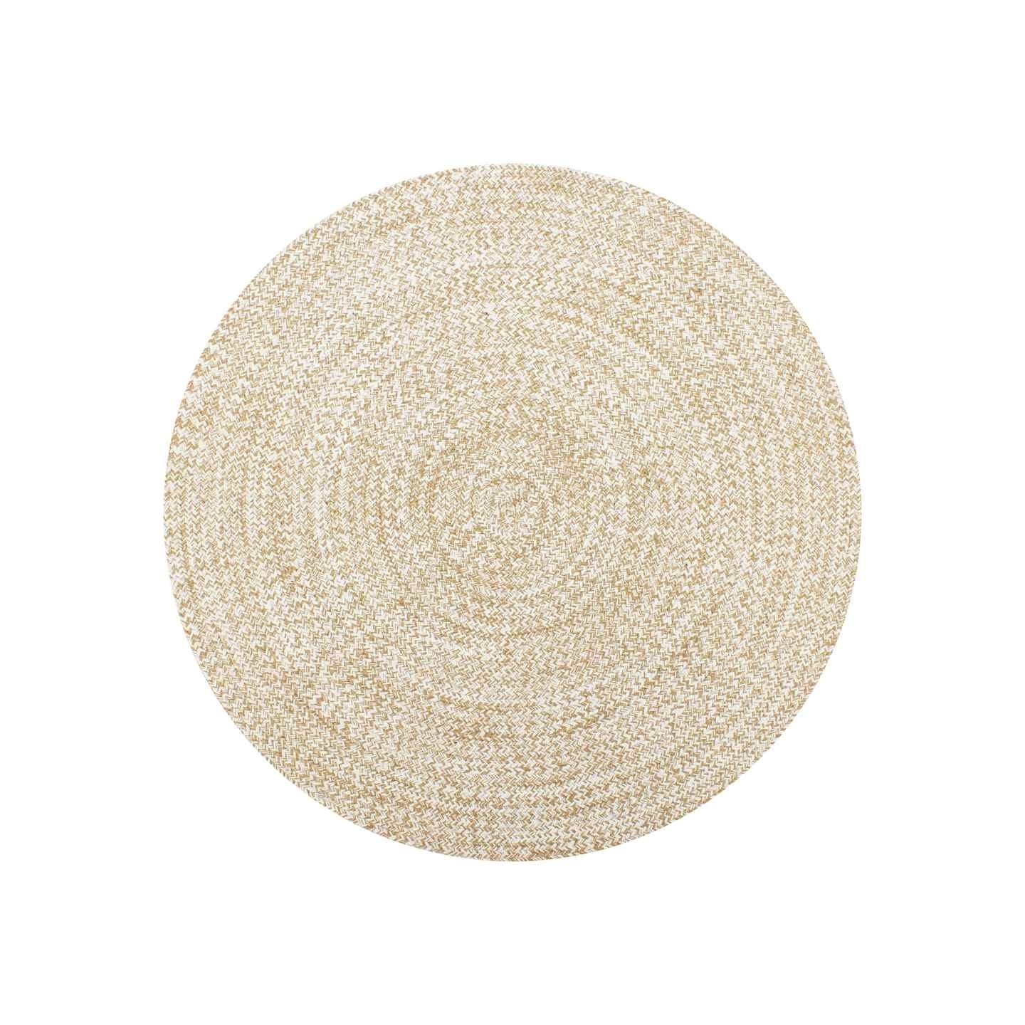 Tapis fait à la main Jute Blanc et naturel 90 cm