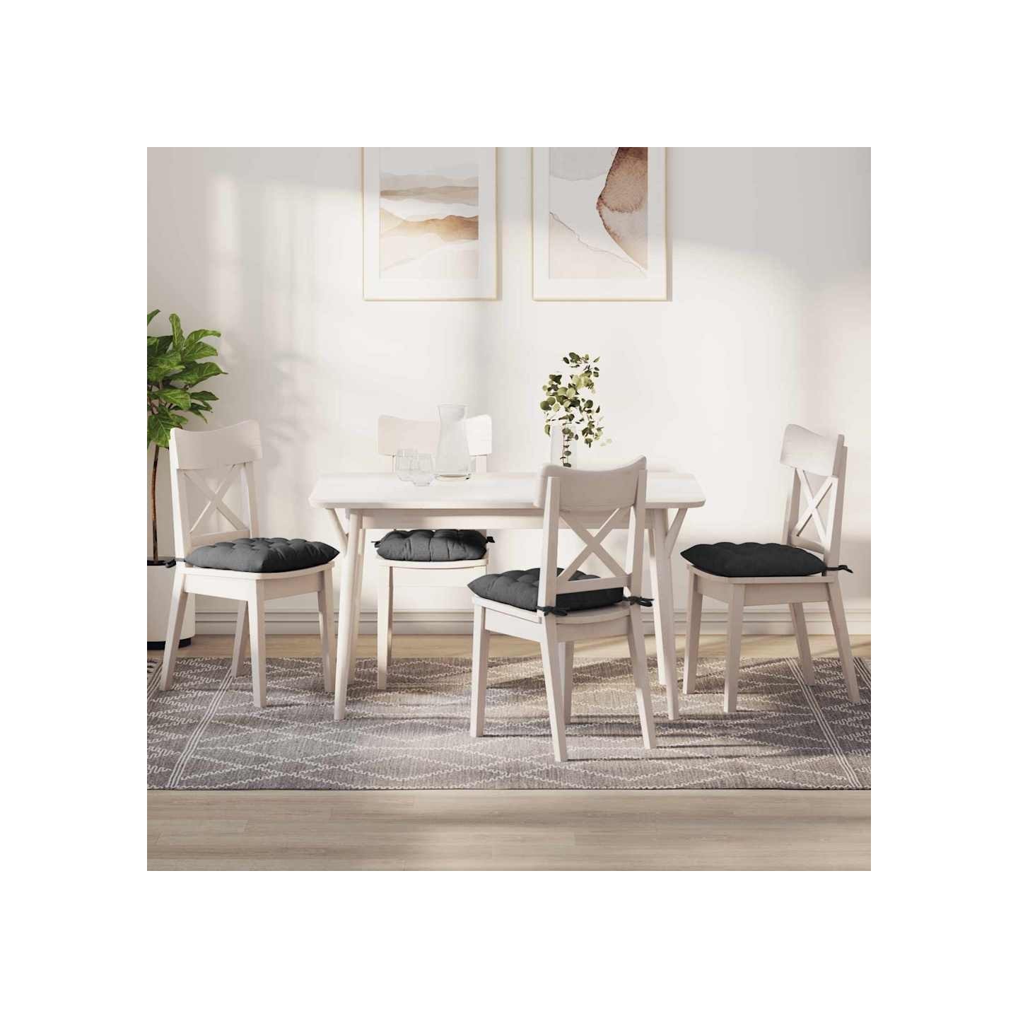 Coussins de siège 4 pc Tissu en velours côtelé Gris foncé