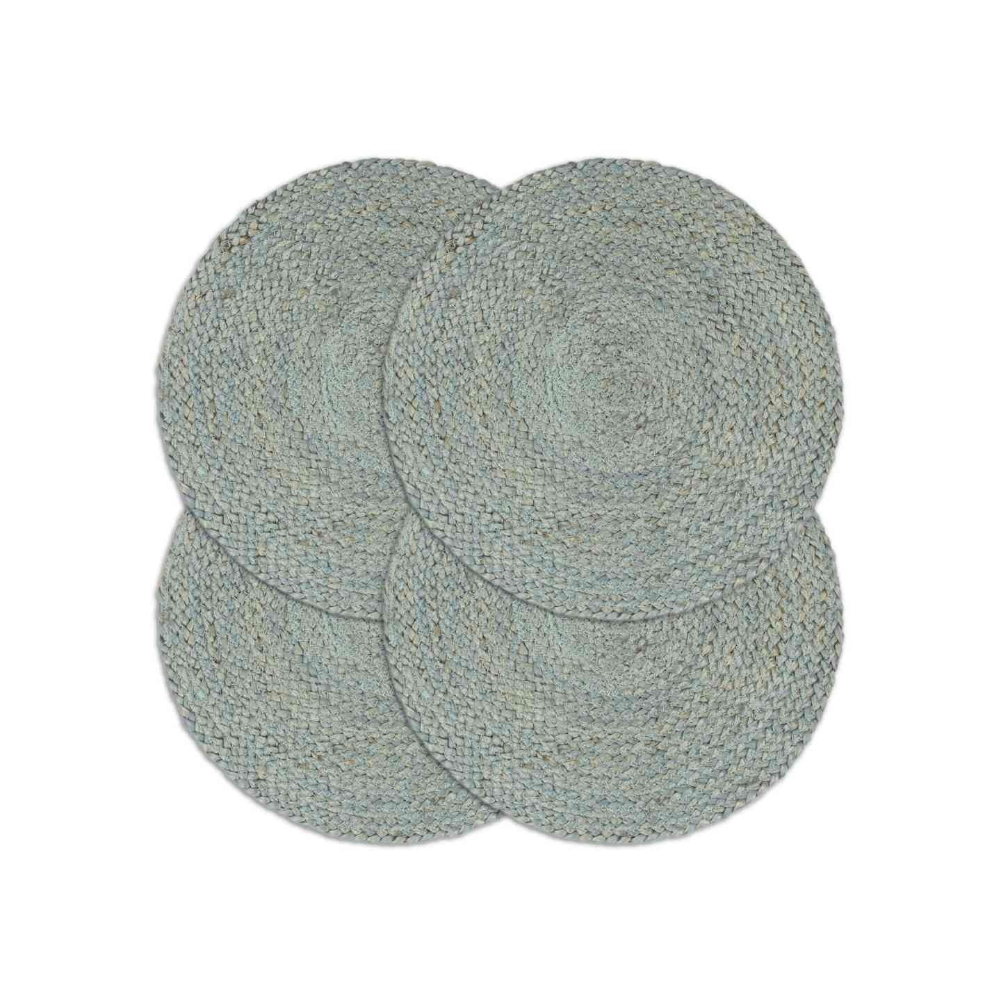 Napperons 4 pcs Vert olive Plain 38 cm Rond Jute