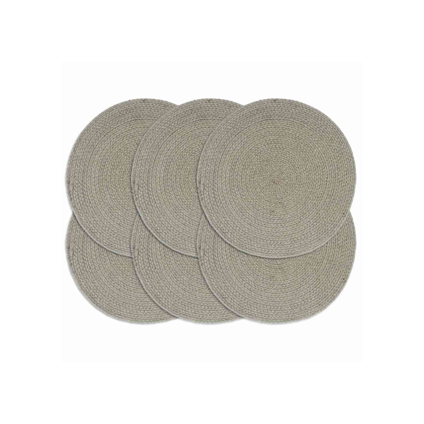 Napperons 6 pcs Gris Plain 38 cm Rond Coton