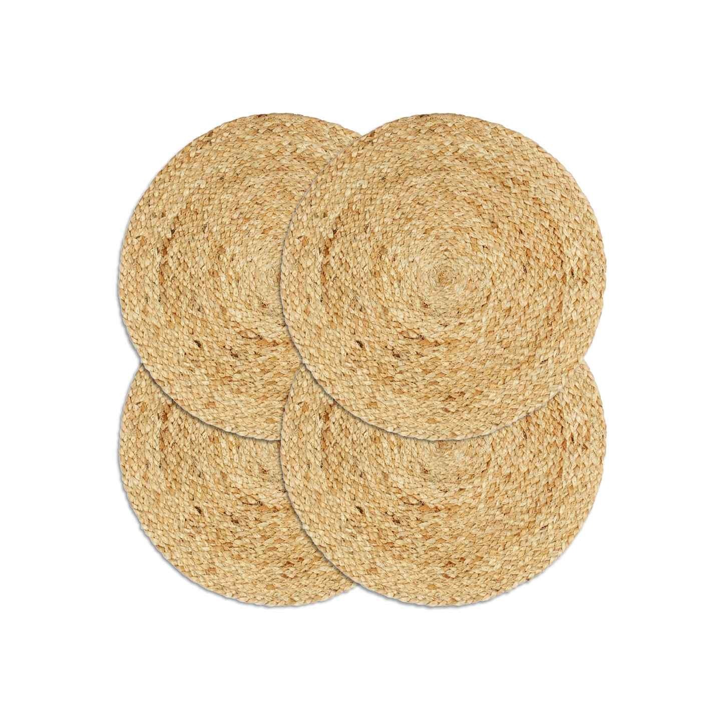 Napperons 4 pcs Naturel Plain 38 cm Rond Jute