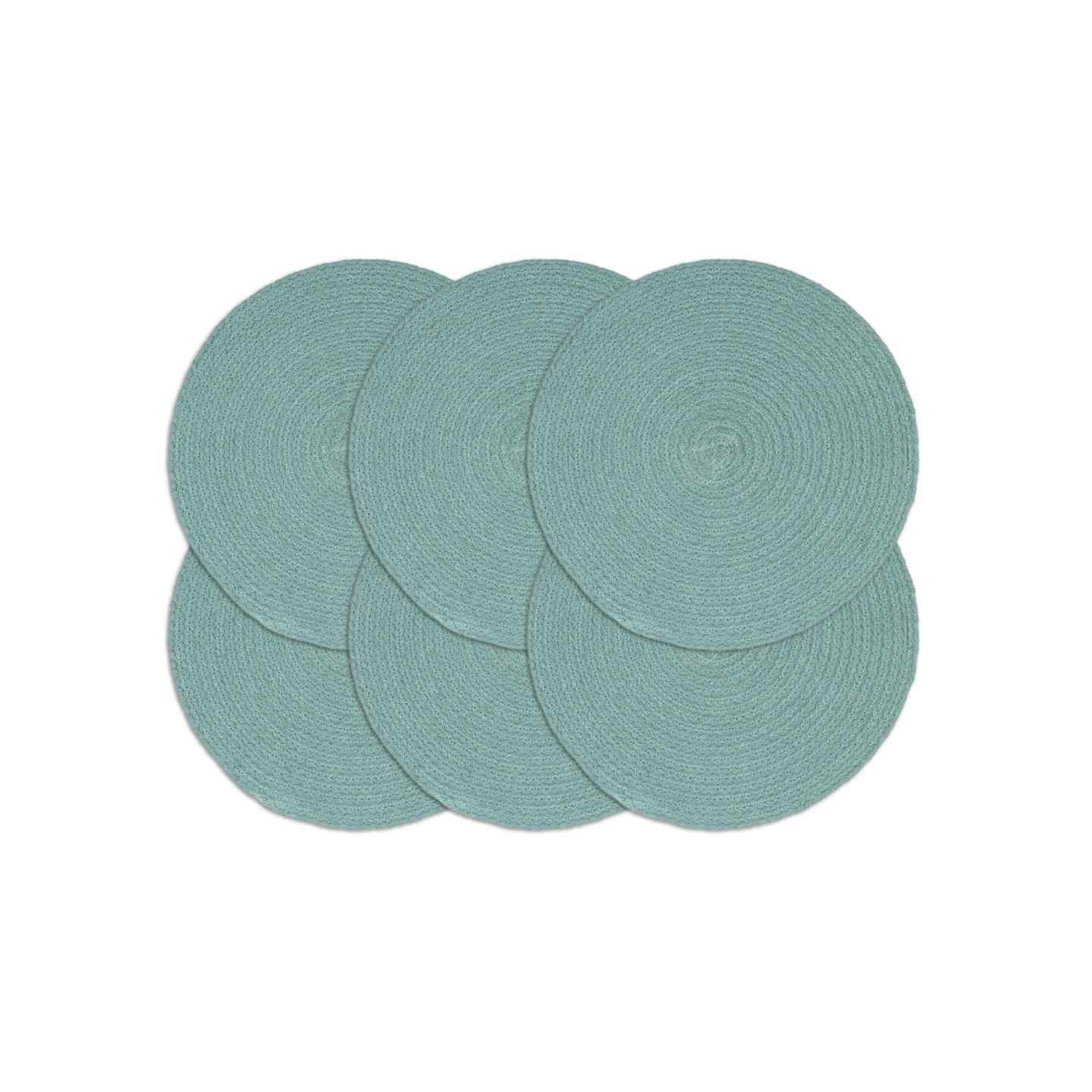 Napperons 6 pcs Vert Plain 38 cm Rond Coton