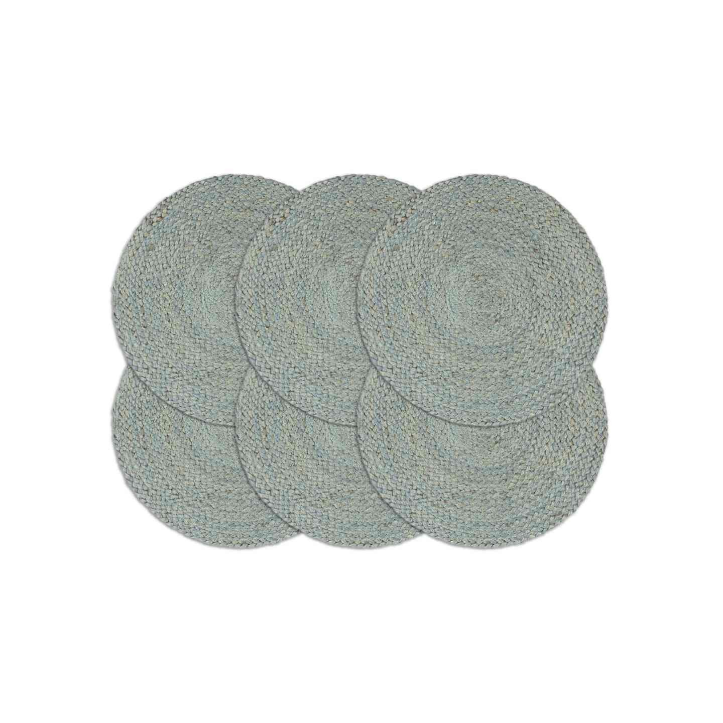 Napperons 6 pcs Vert olive Plain 38 cm Rond Jute