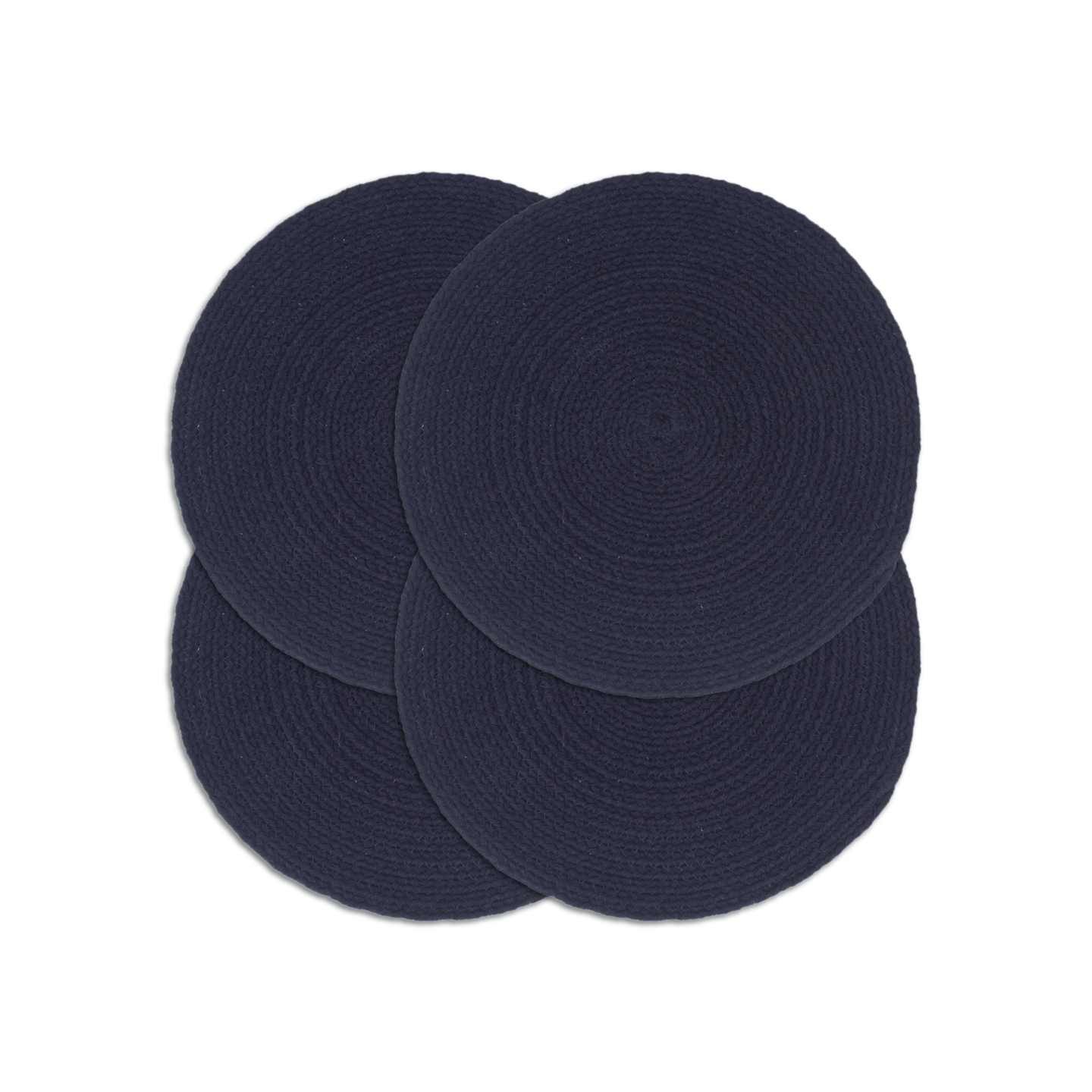 Napperons 4 pcs Bleu marine Plain 38 cm Rond Coton