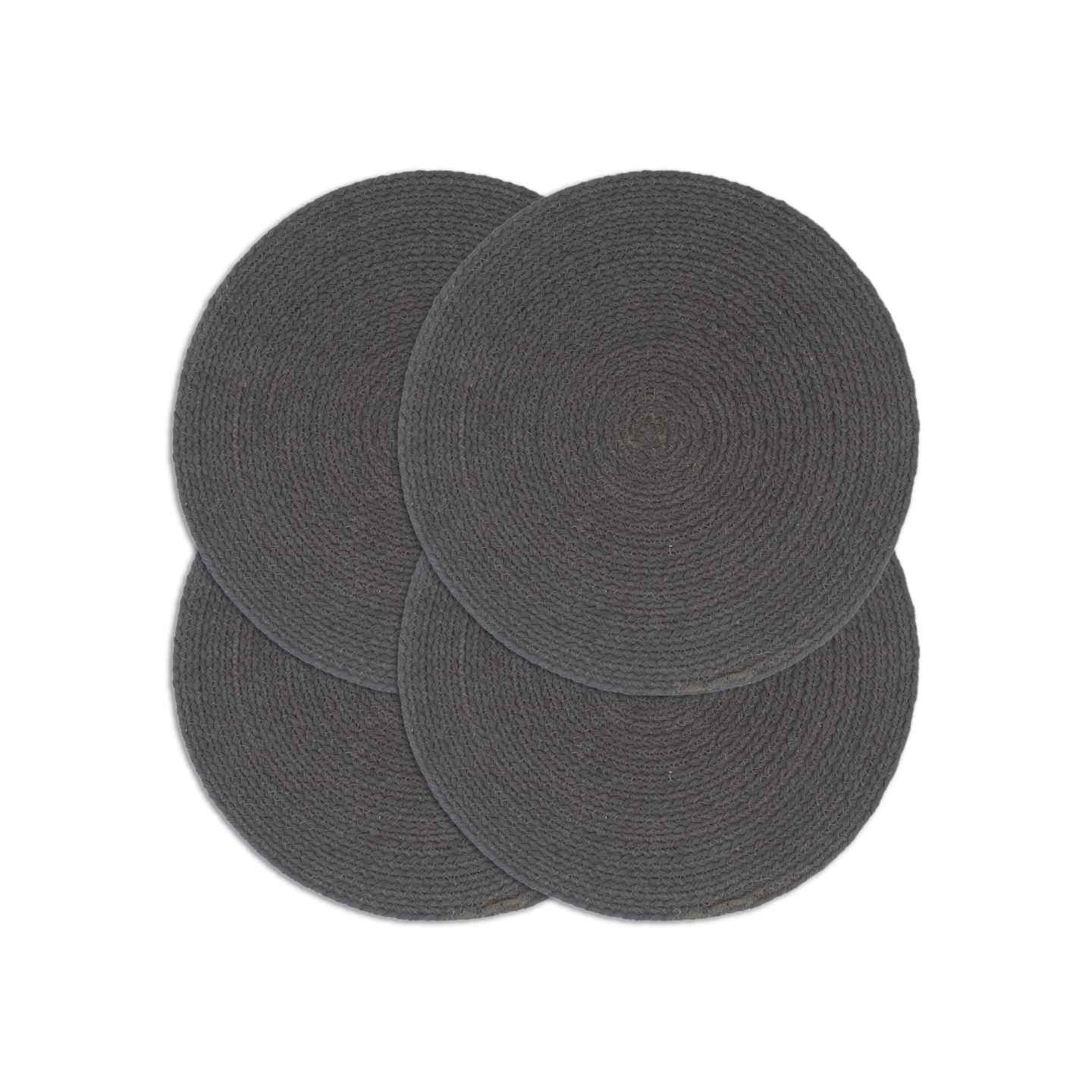 Napperons 4 pcs Gris foncé Plain 38 cm Rond Coton
