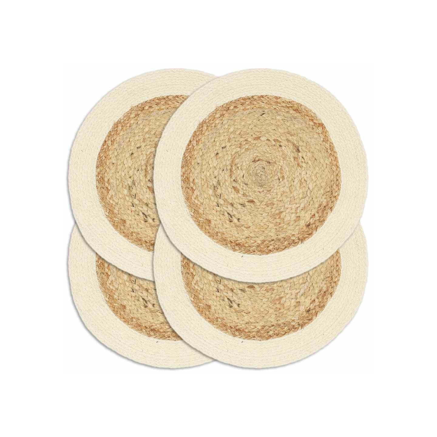 Napperons 4 pcs Naturel Plain 38 cm Rond Jute et coton