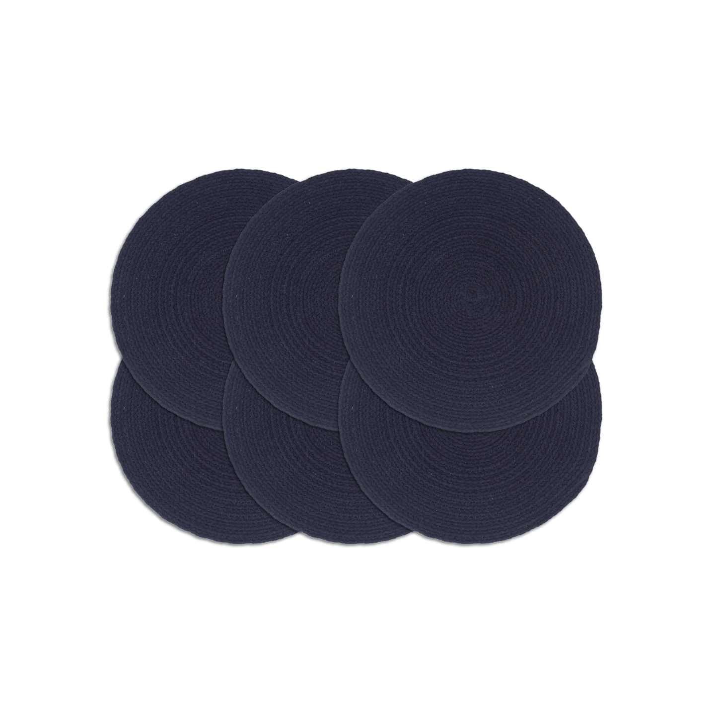 Napperons 6 pcs Bleu marine Plain 38 cm Rond Coton