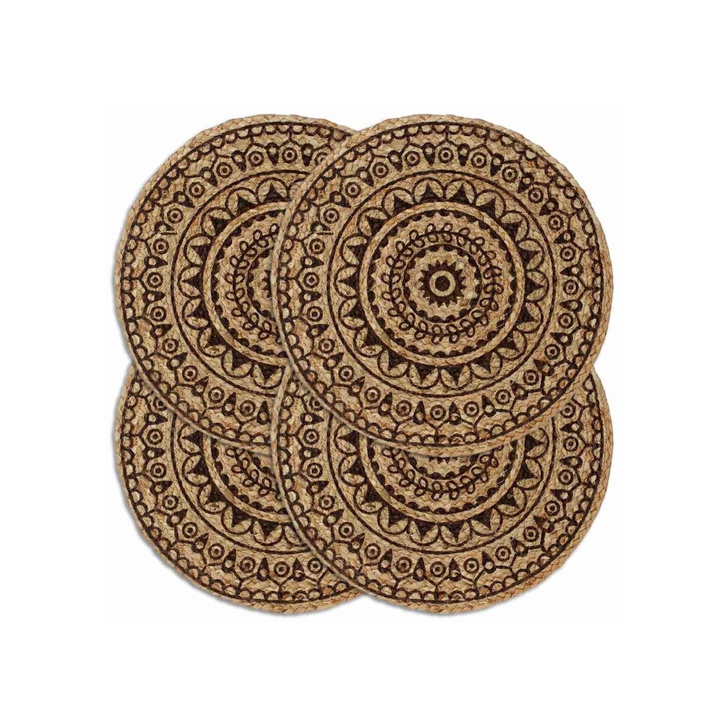 Napperons 4 pcs Marron foncé 38 cm Rond Jute