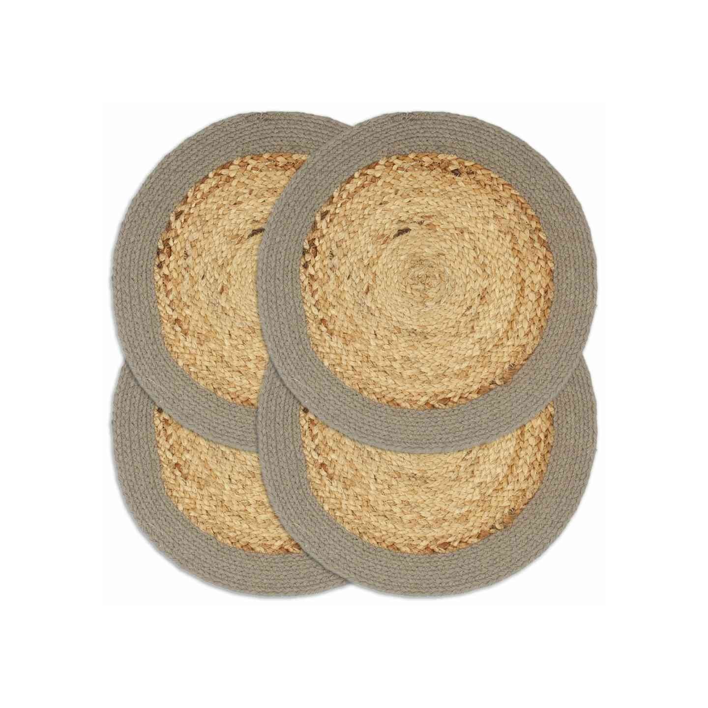 Napperons 4 pcs Naturel et gris 38 cm Jute et coton
