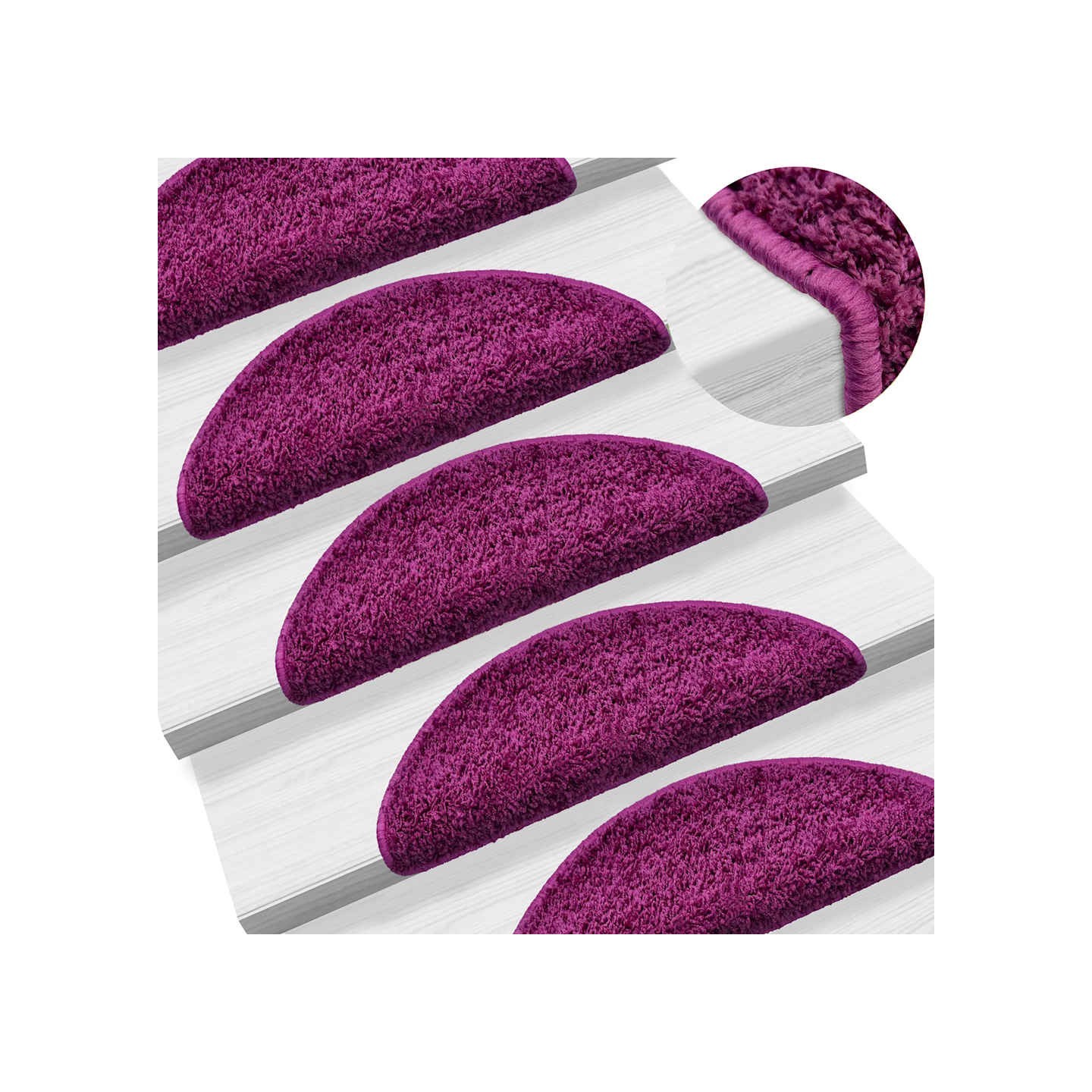 Tapis d'escalier 15 pièces 56 x 17 x 3 cm Violet Demi-rond