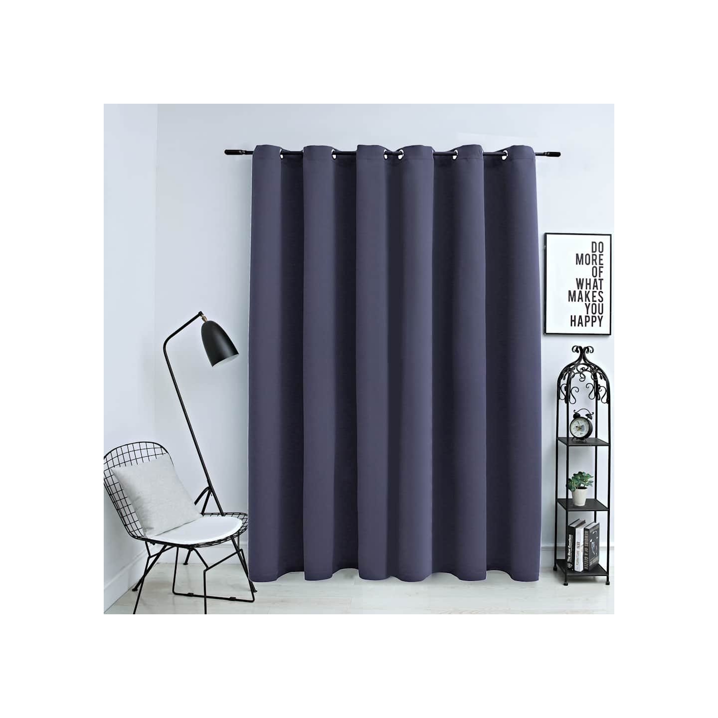 Rideau occultant et anneaux en métal Anthracite 290x245 cm