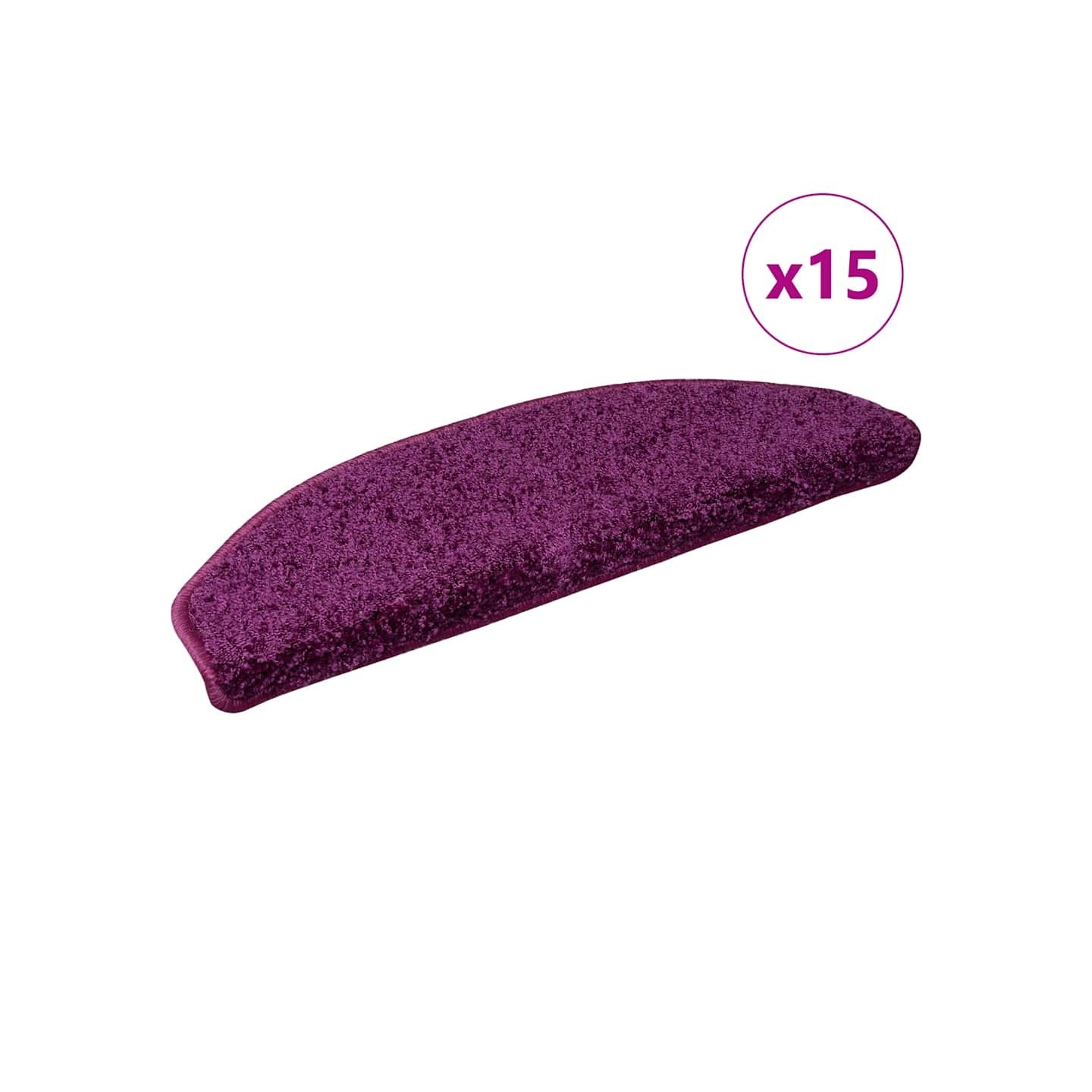 Tapis d'escalier 15 pièces 65 x 21 x 4 cm Violet Demi-rond Grand